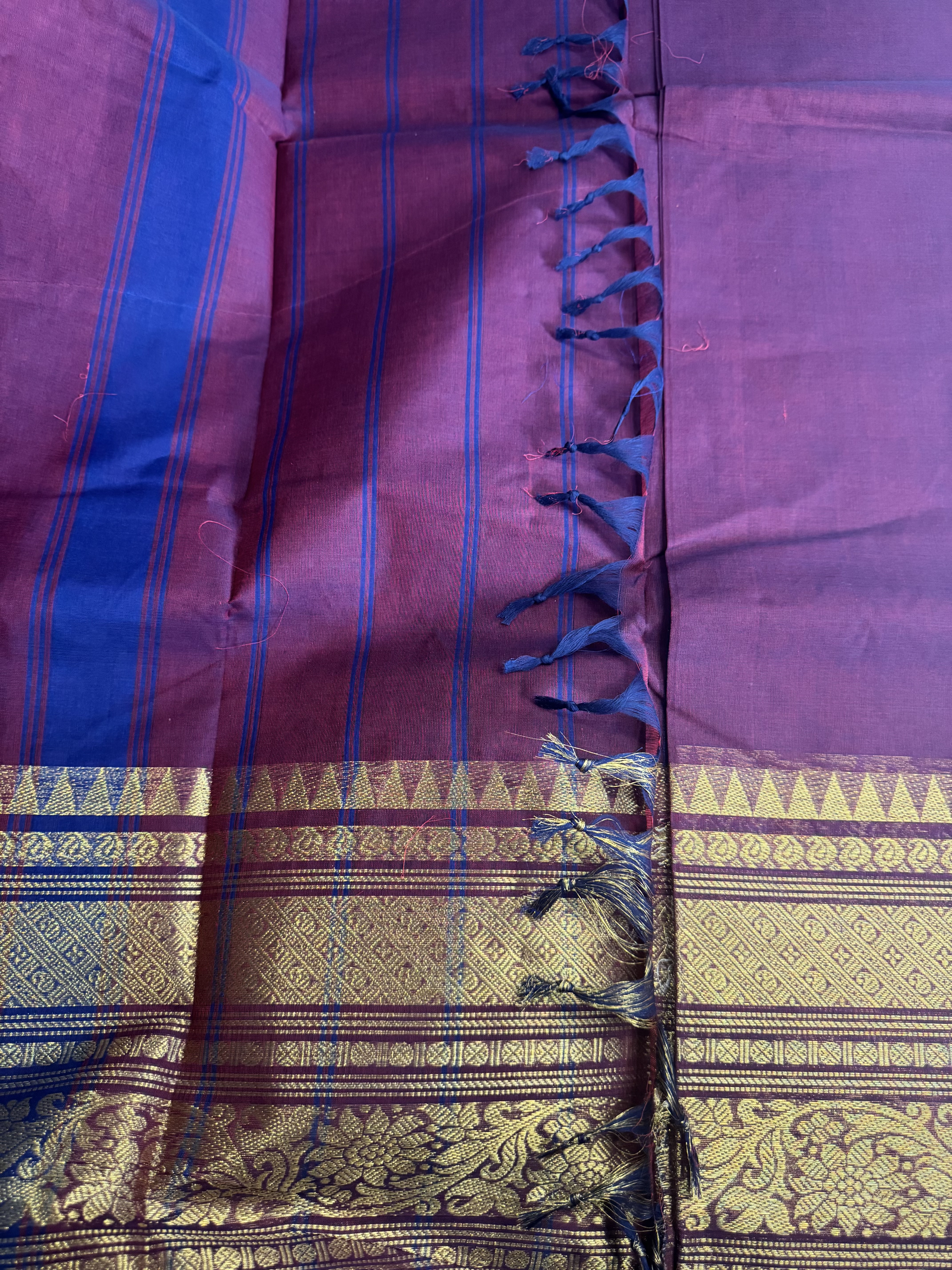 Maroon cotton saree