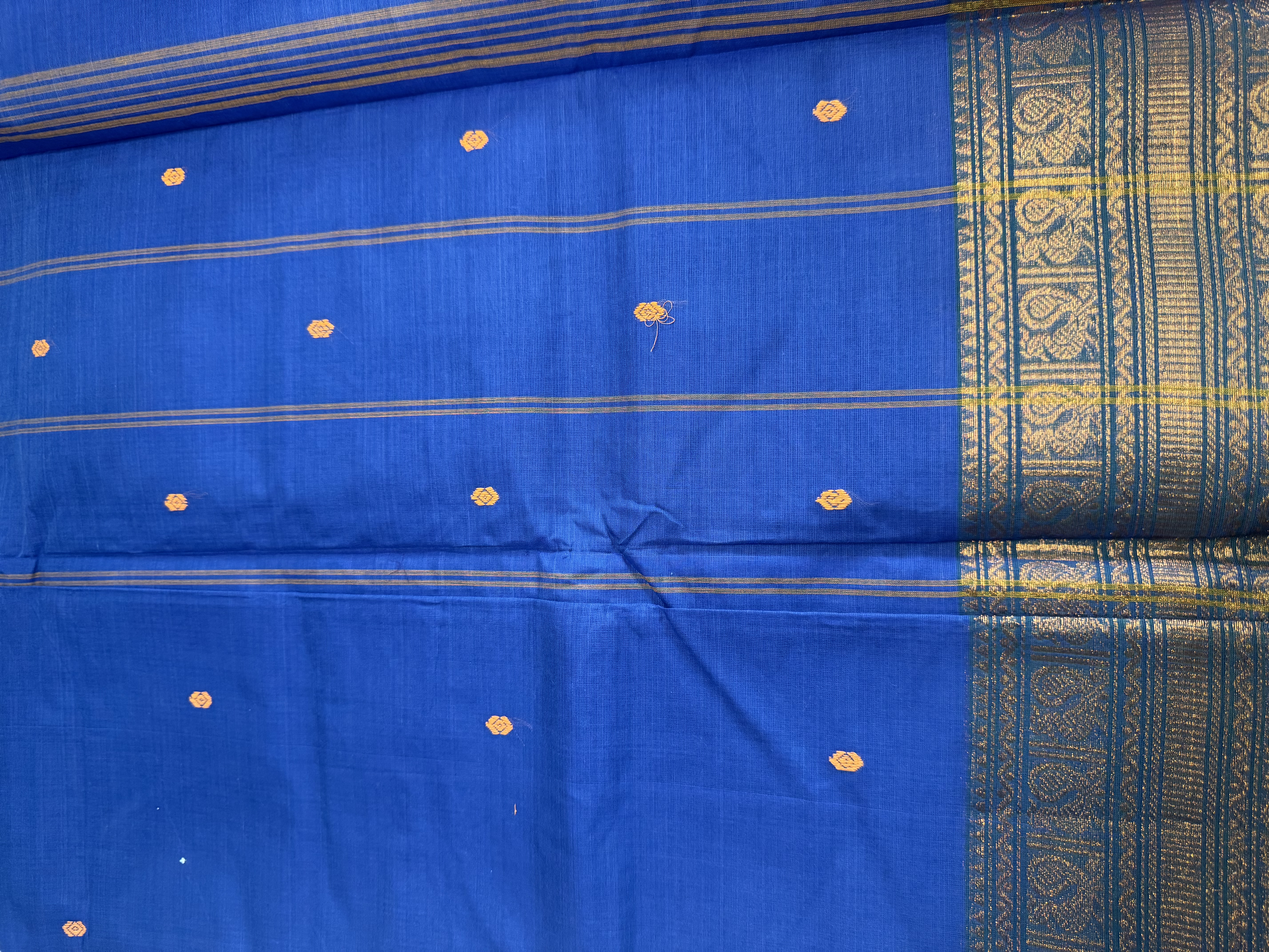 Ink blue cotton saree