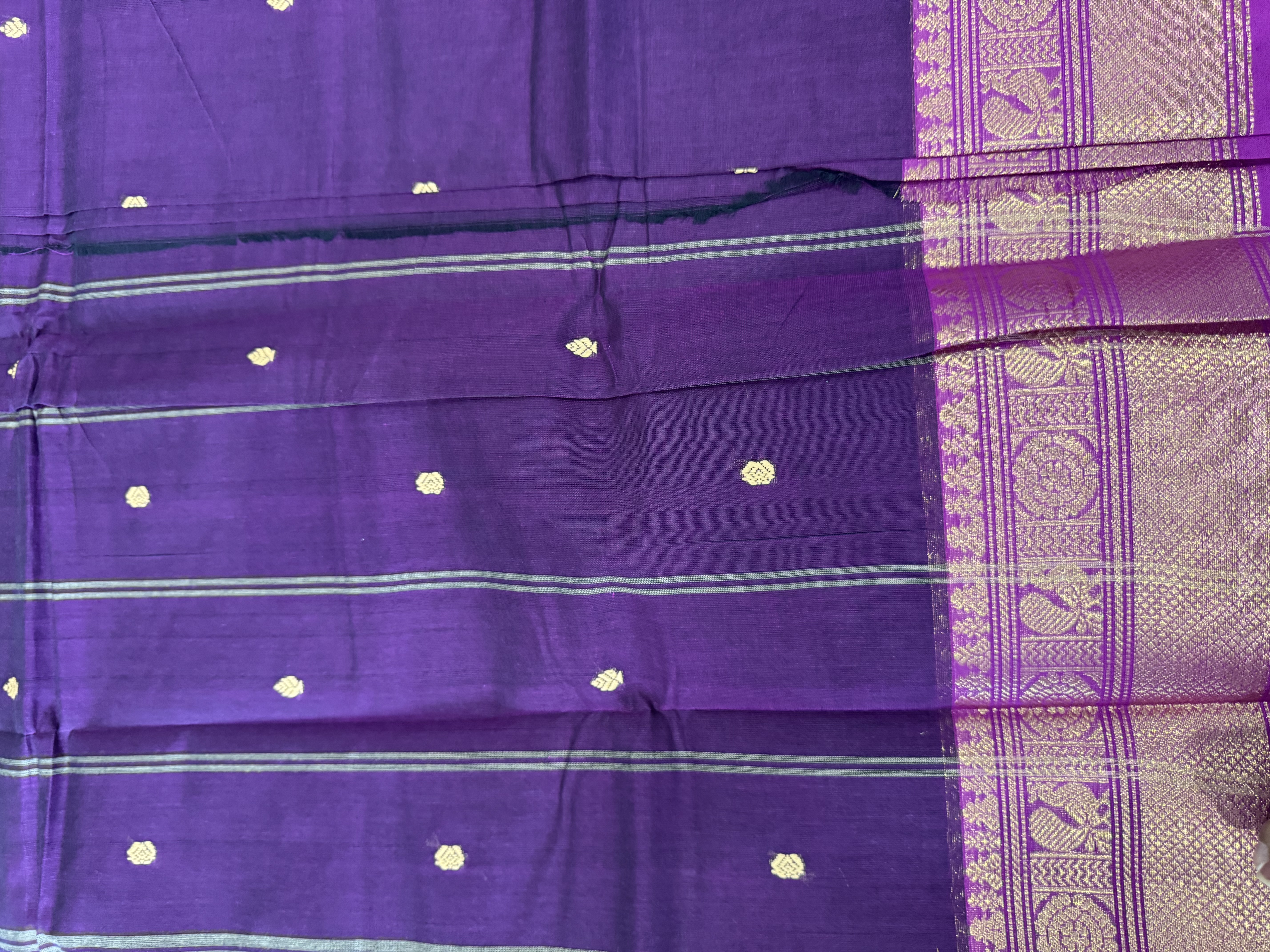 Wine cotton saree with magenta border