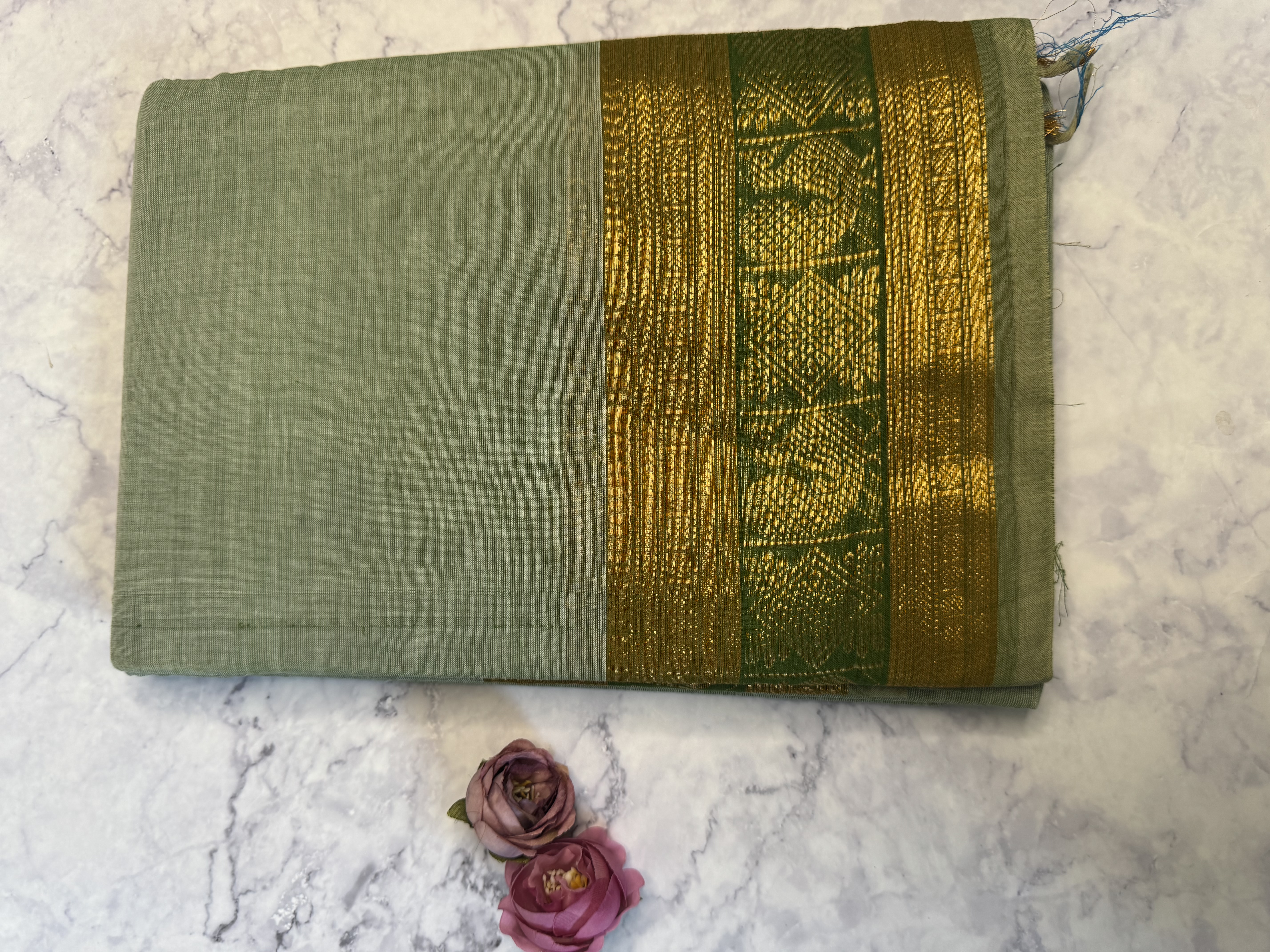 Mint green cotton saree 