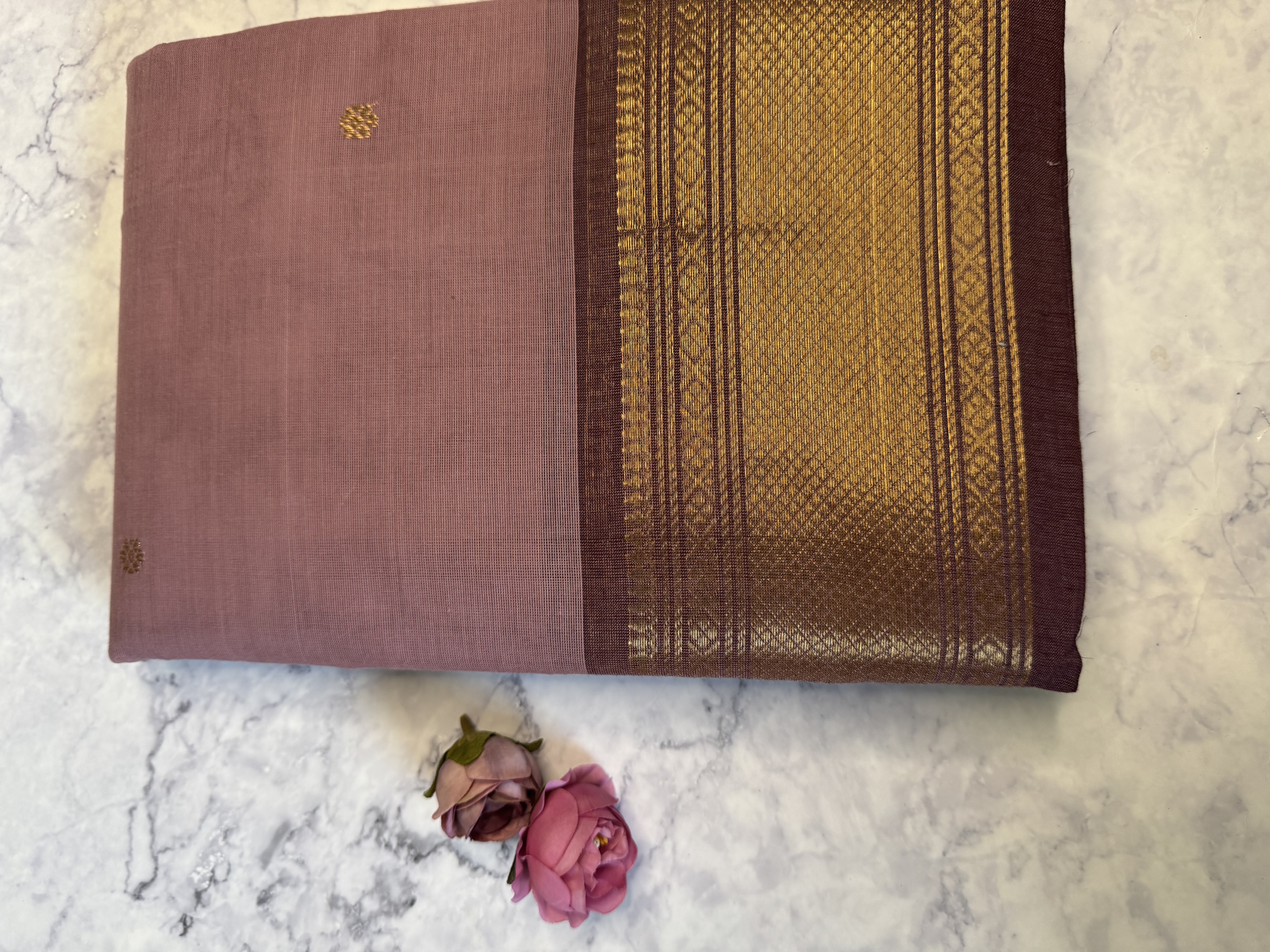 Mauve cotton saree