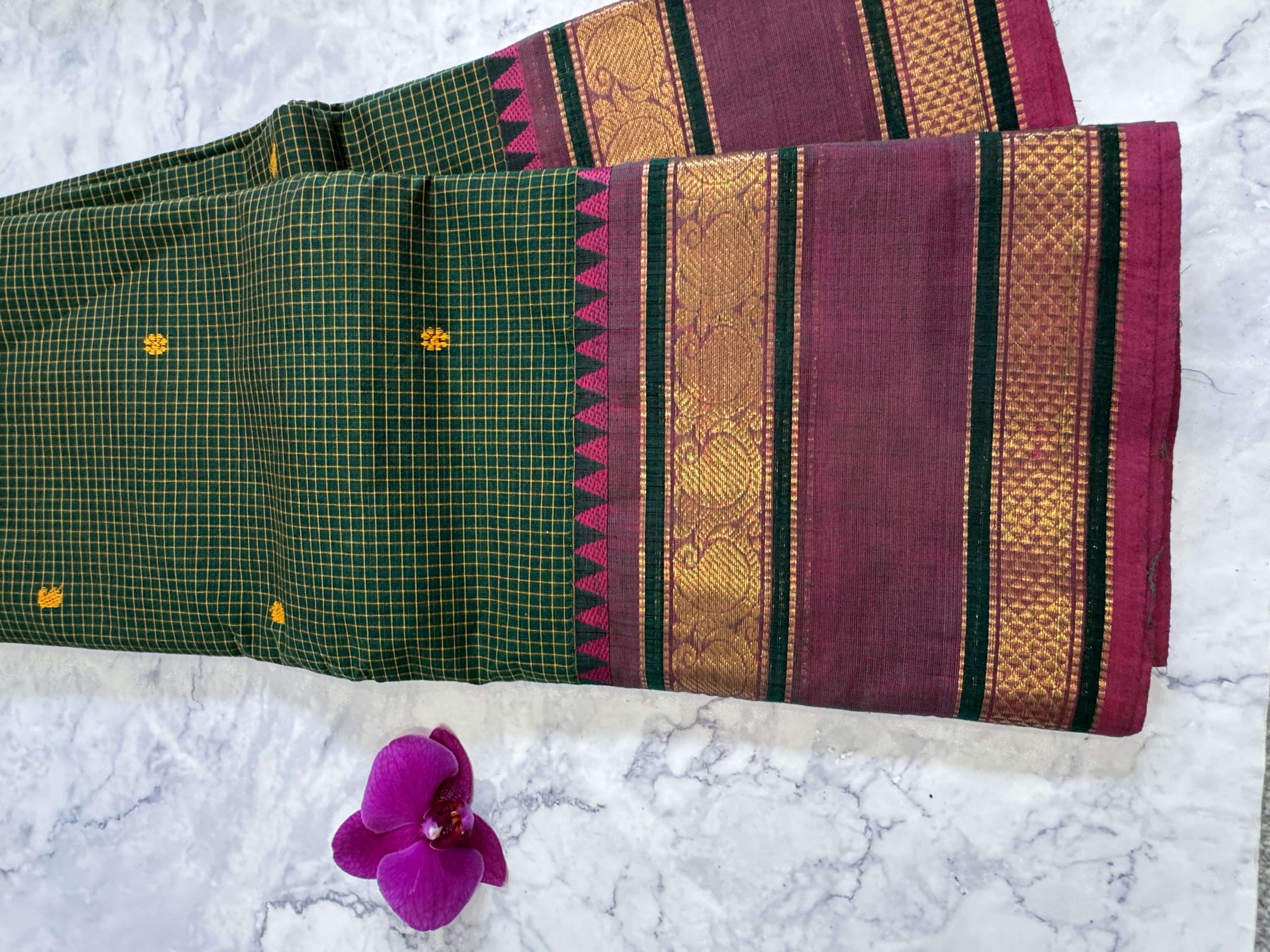 Vaira oosi green cotton saree
