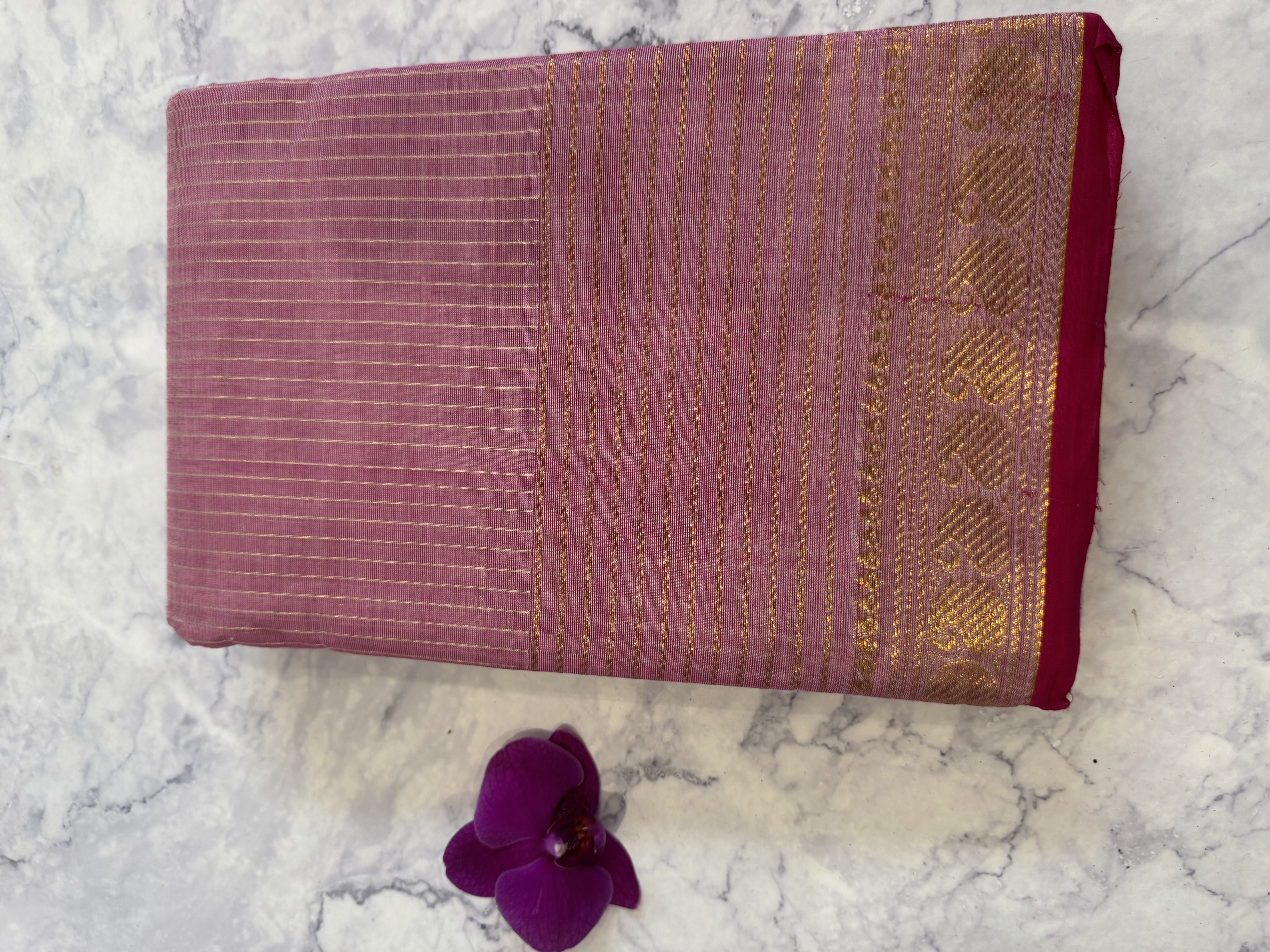 Onion pink vaira oosi cotton saree