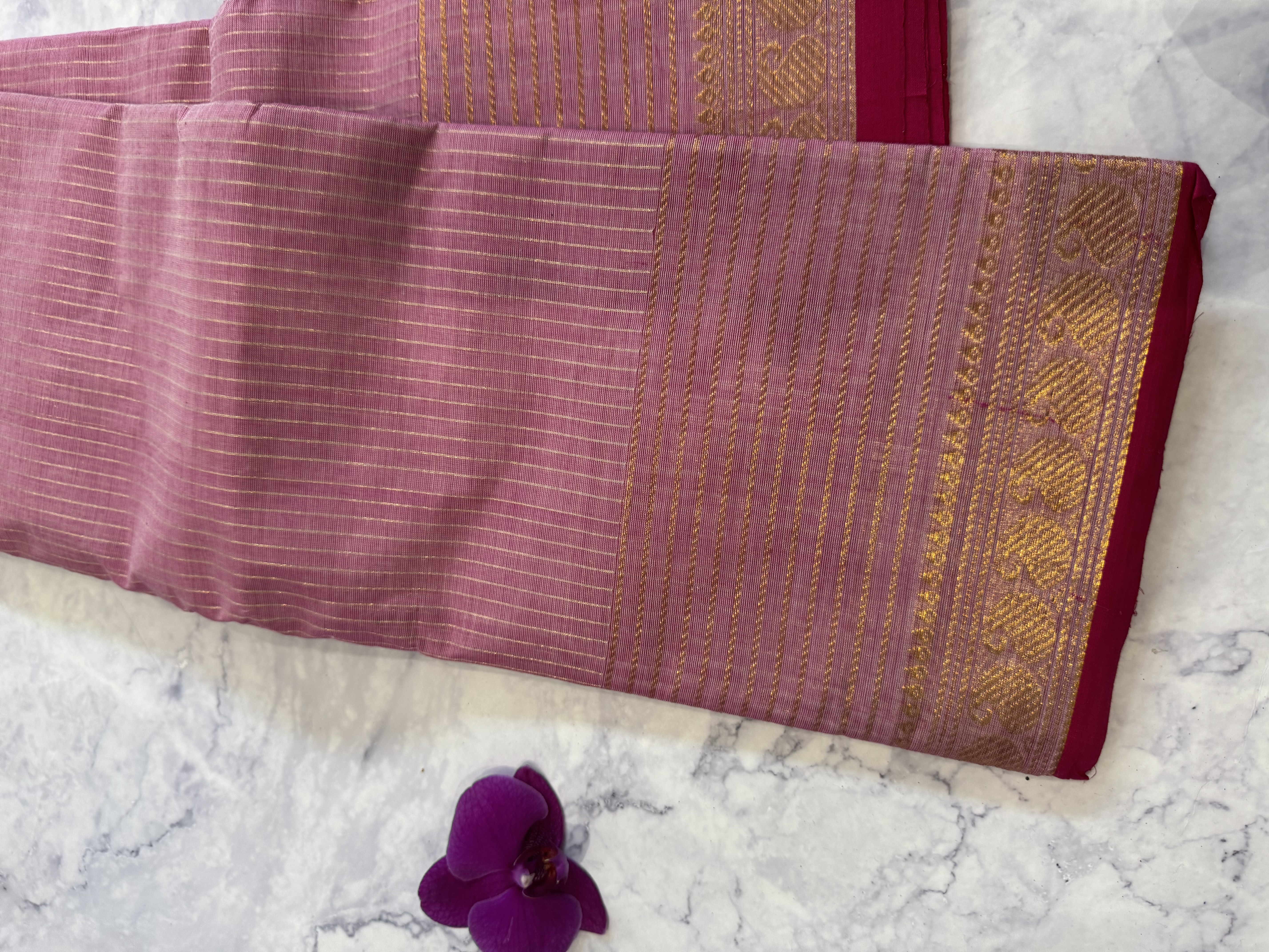 Onion pink vaira oosi cotton saree