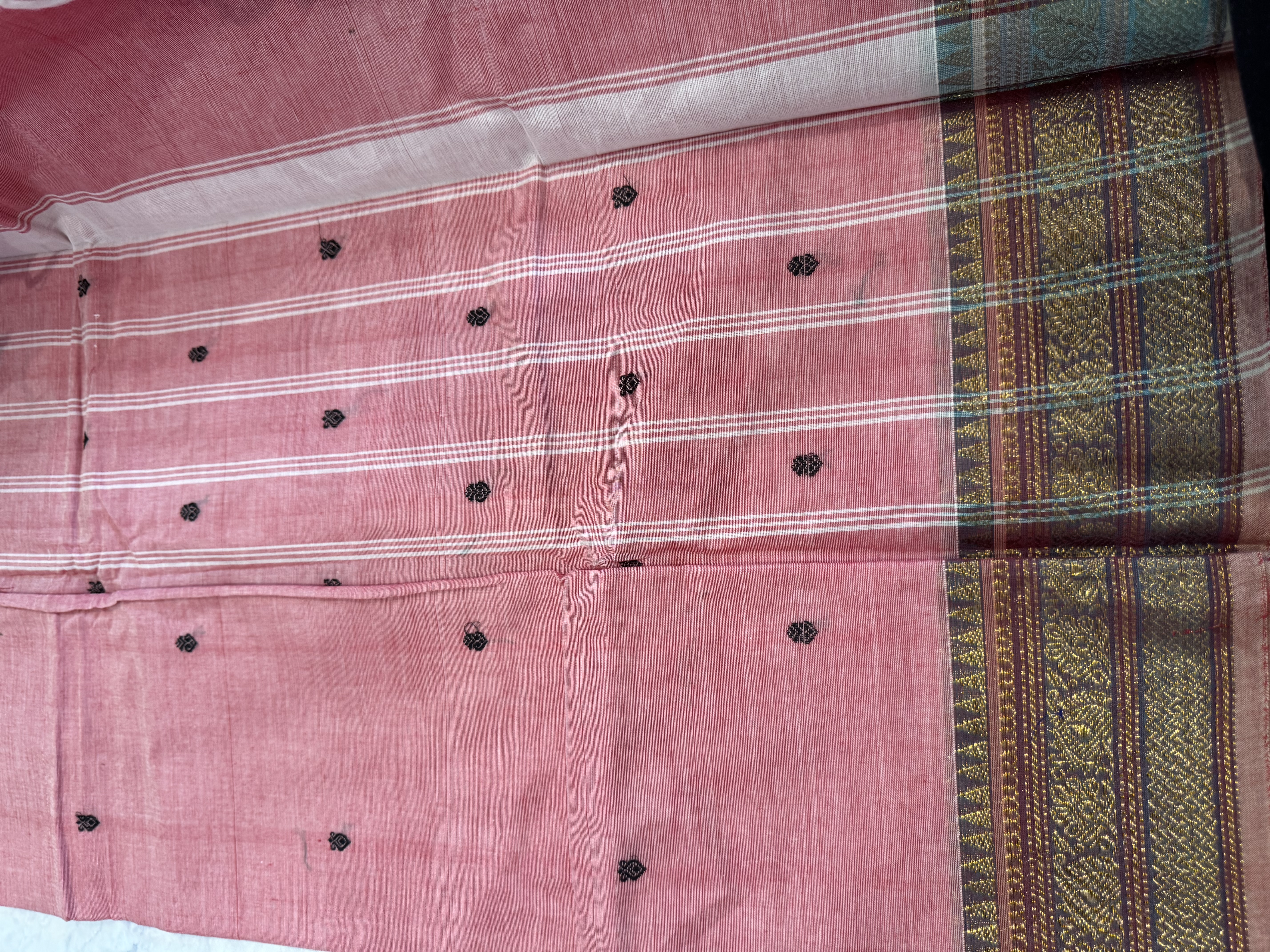 Pastel pink cotton saree