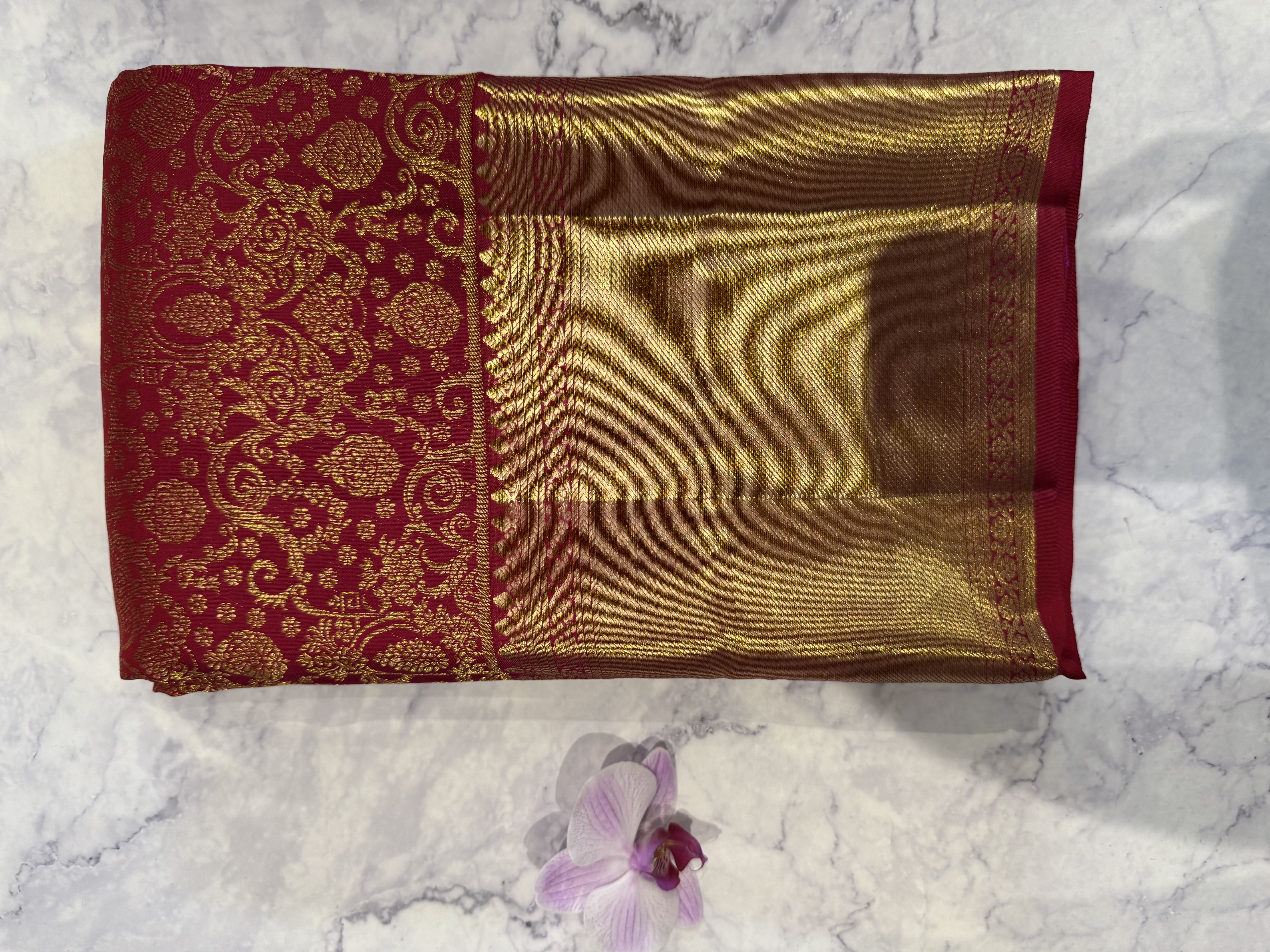 Powerloom  red pure silk saree