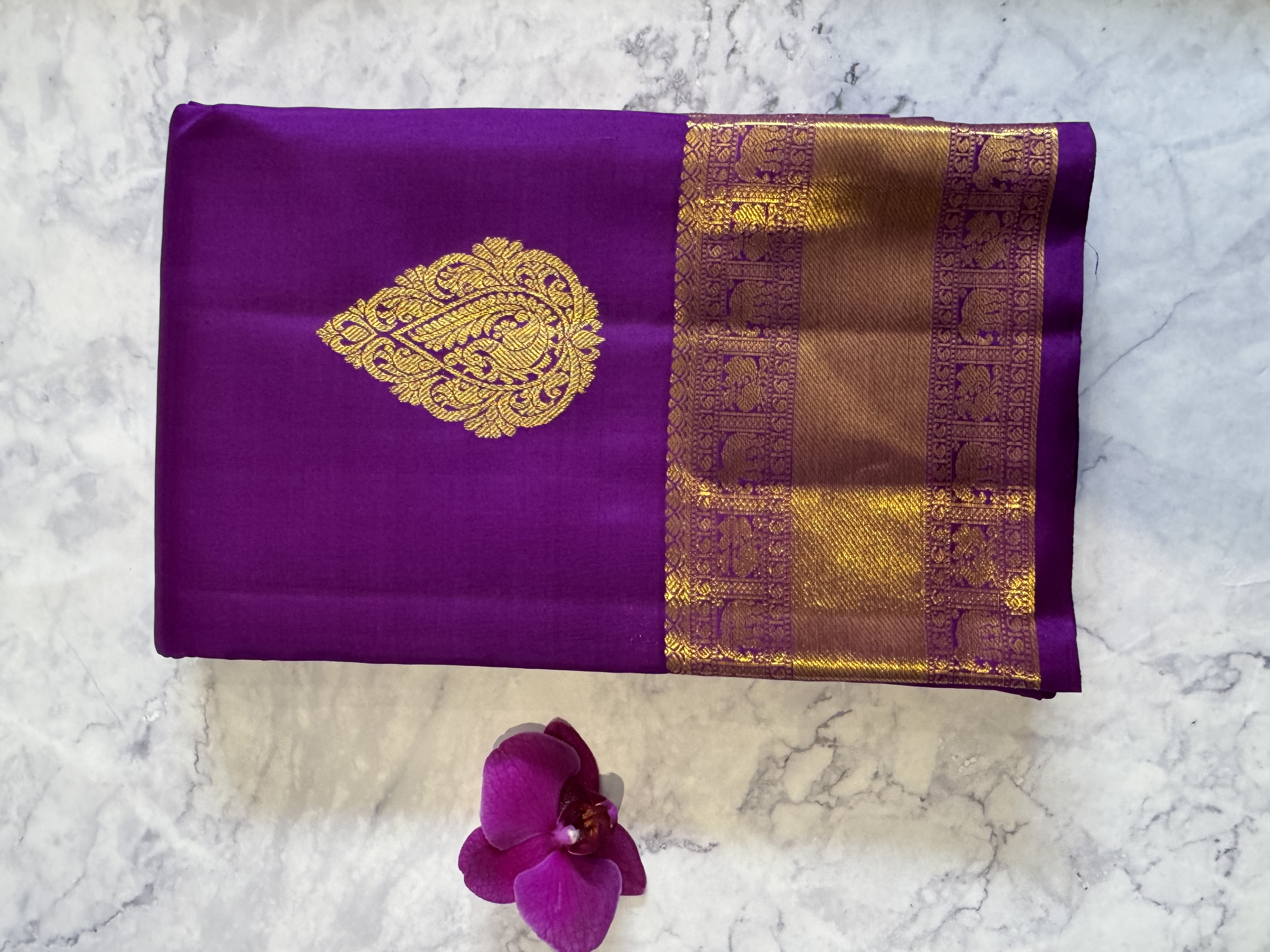 Purple pure silk saree