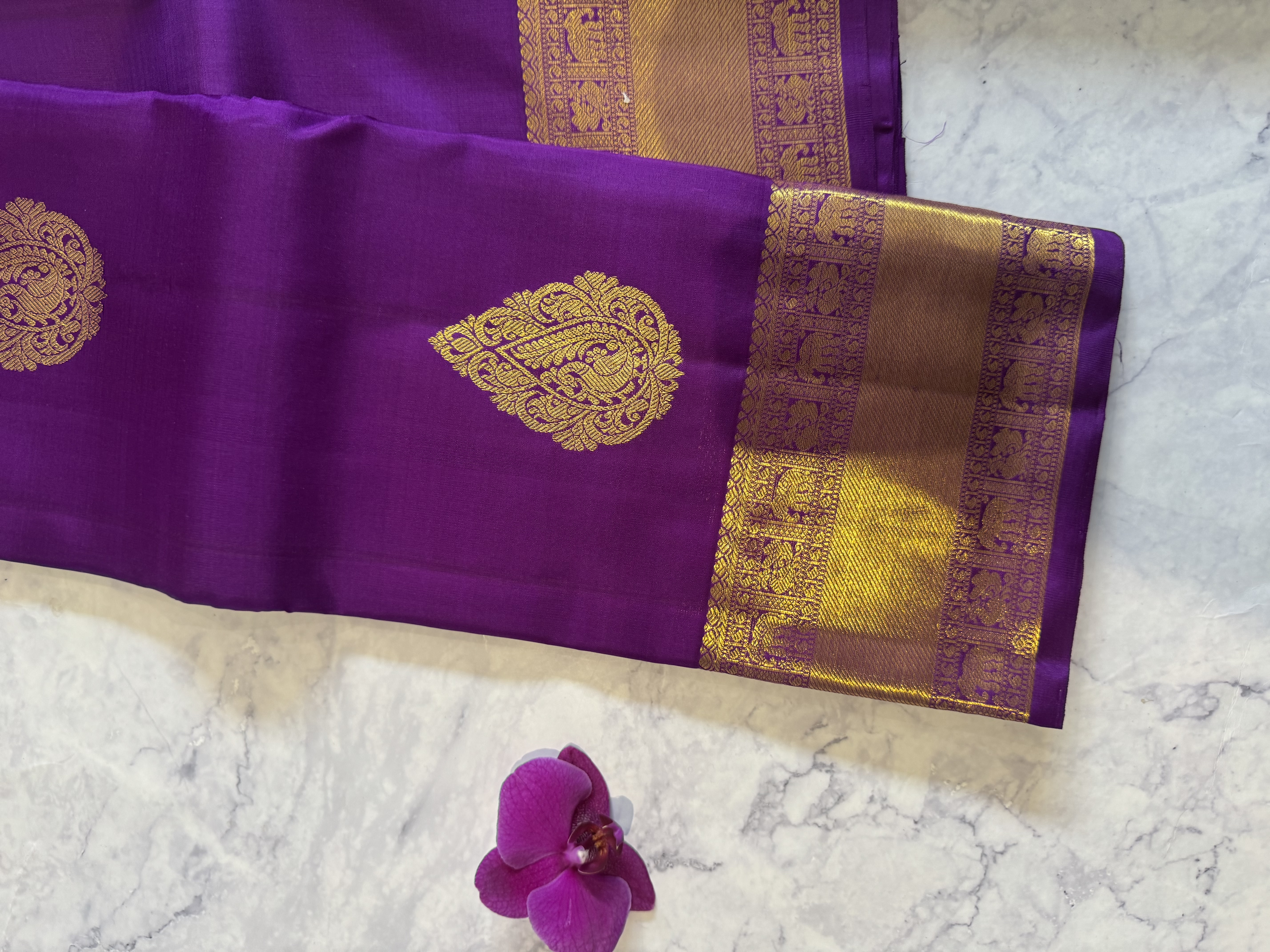 Purple pure silk saree
