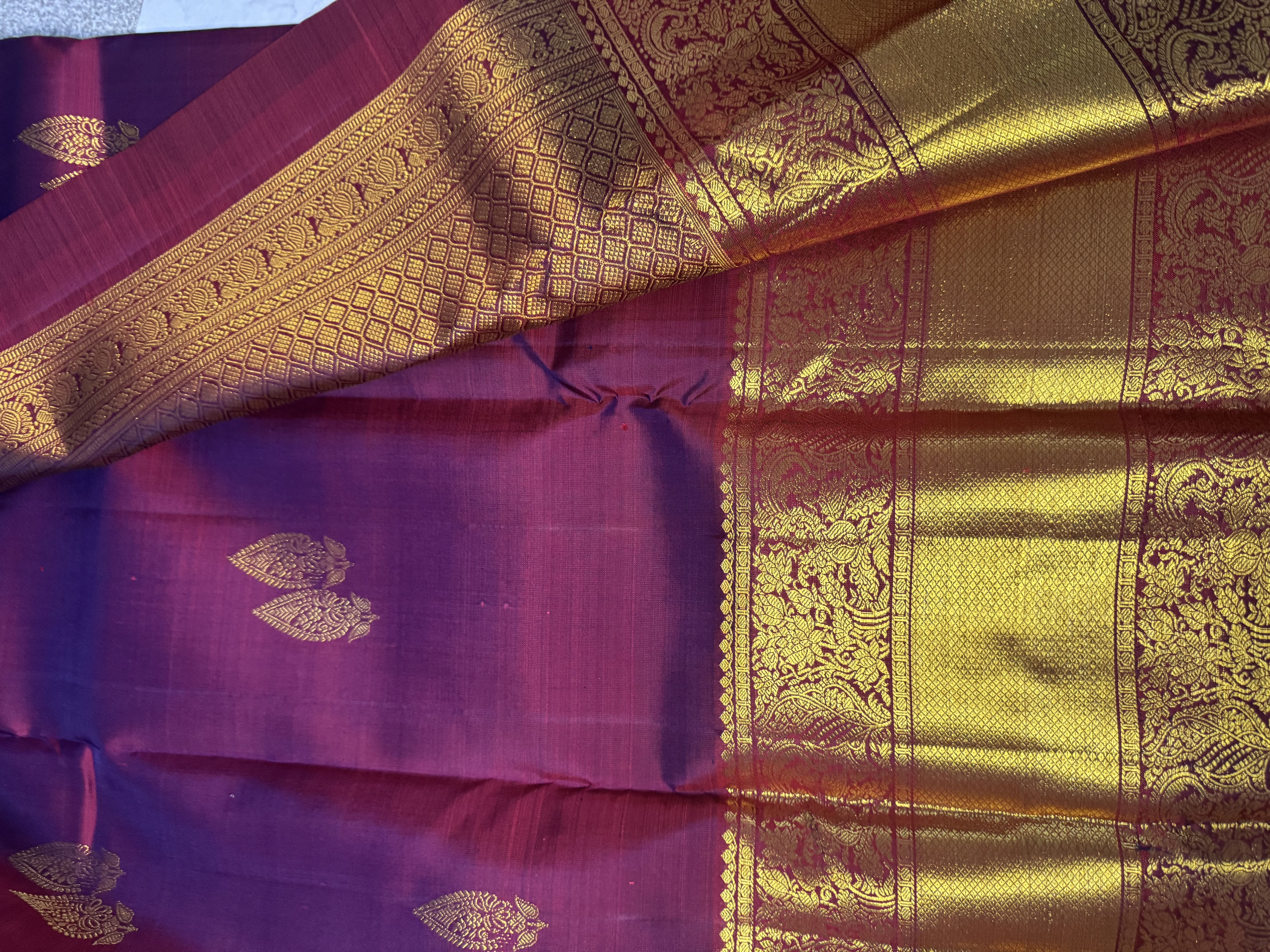 Maroon pure silk saree