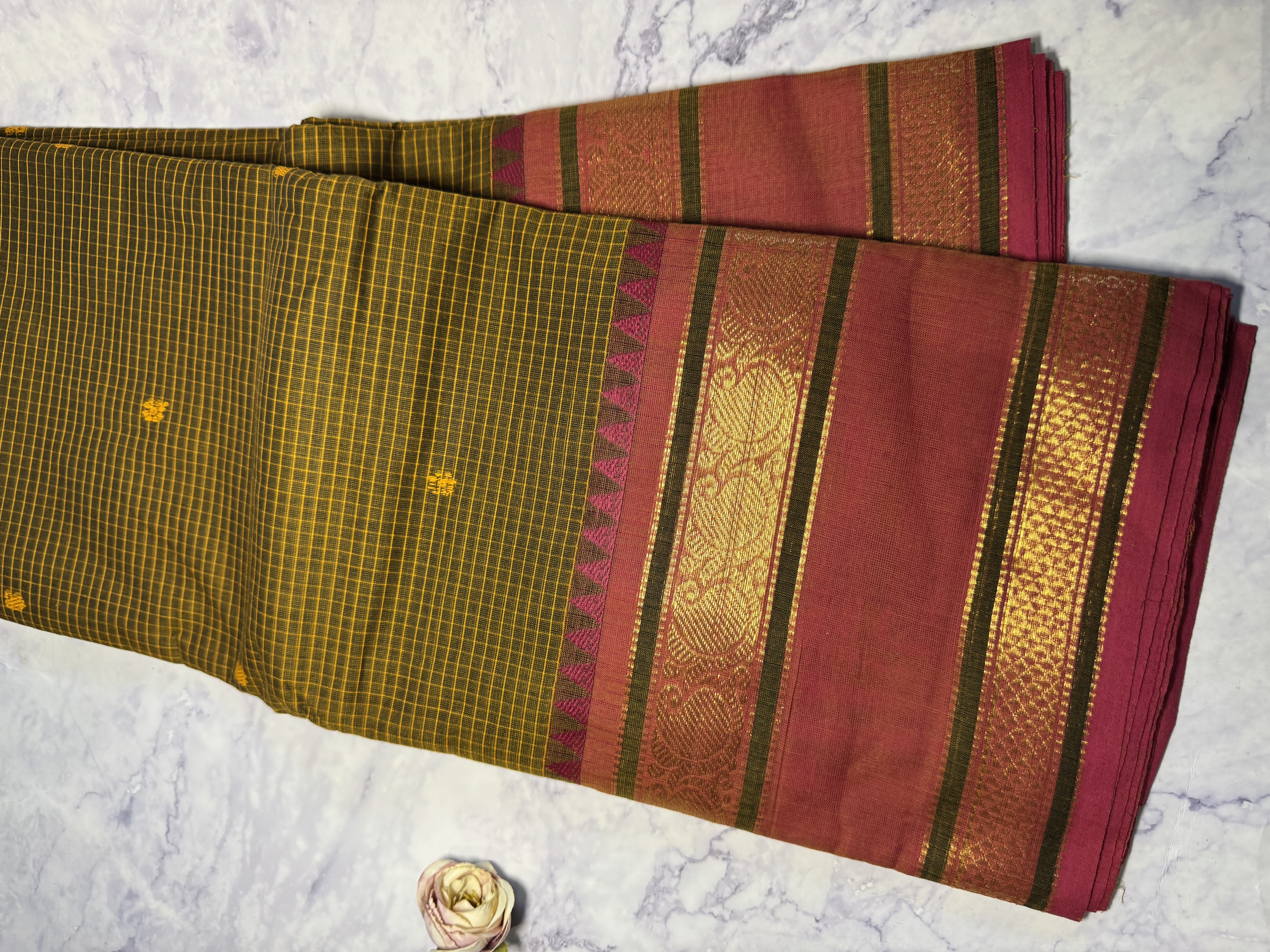 Mehendi green vaira oosi cotton saree