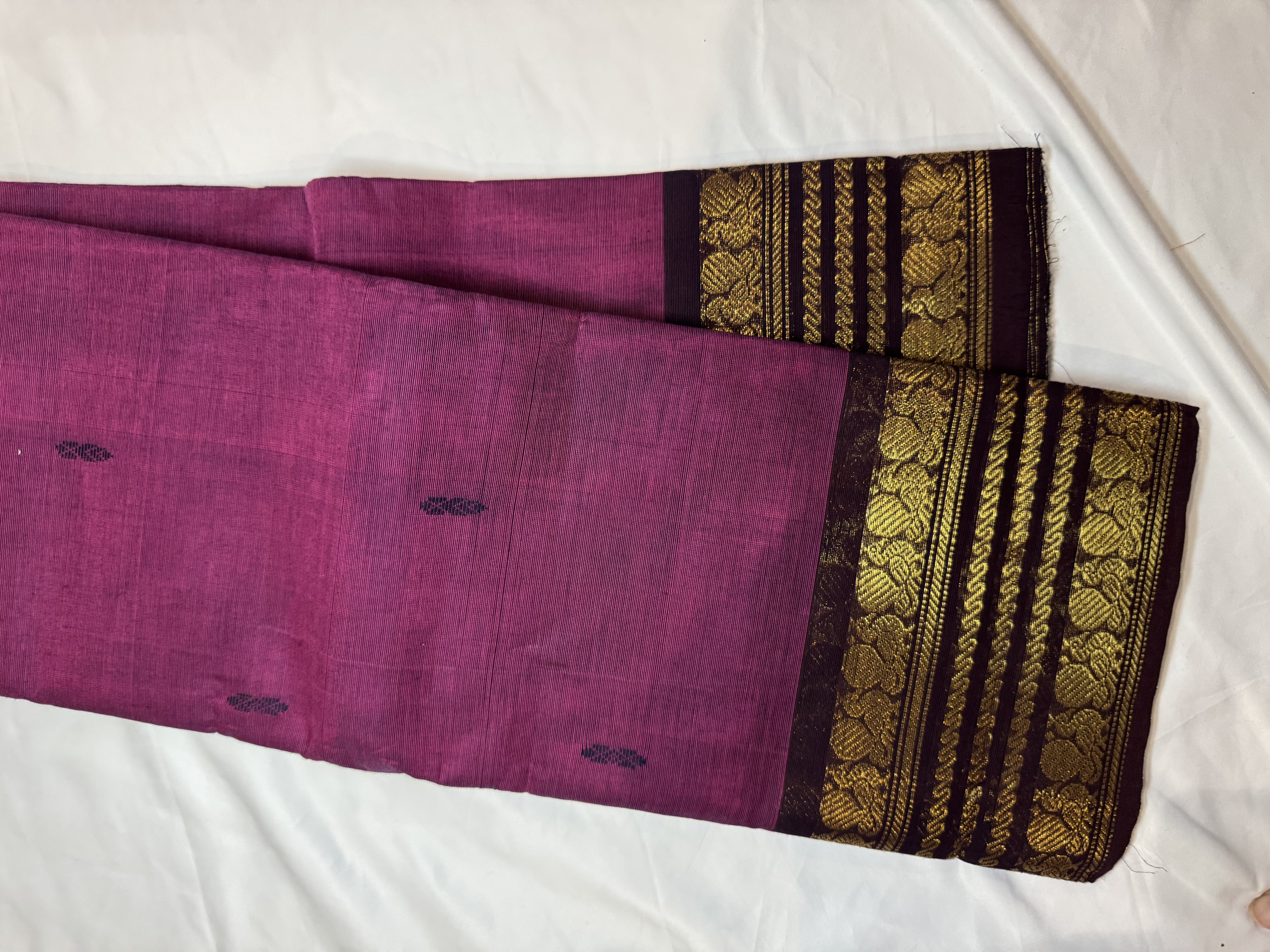 Berry purple cotton saree with black border