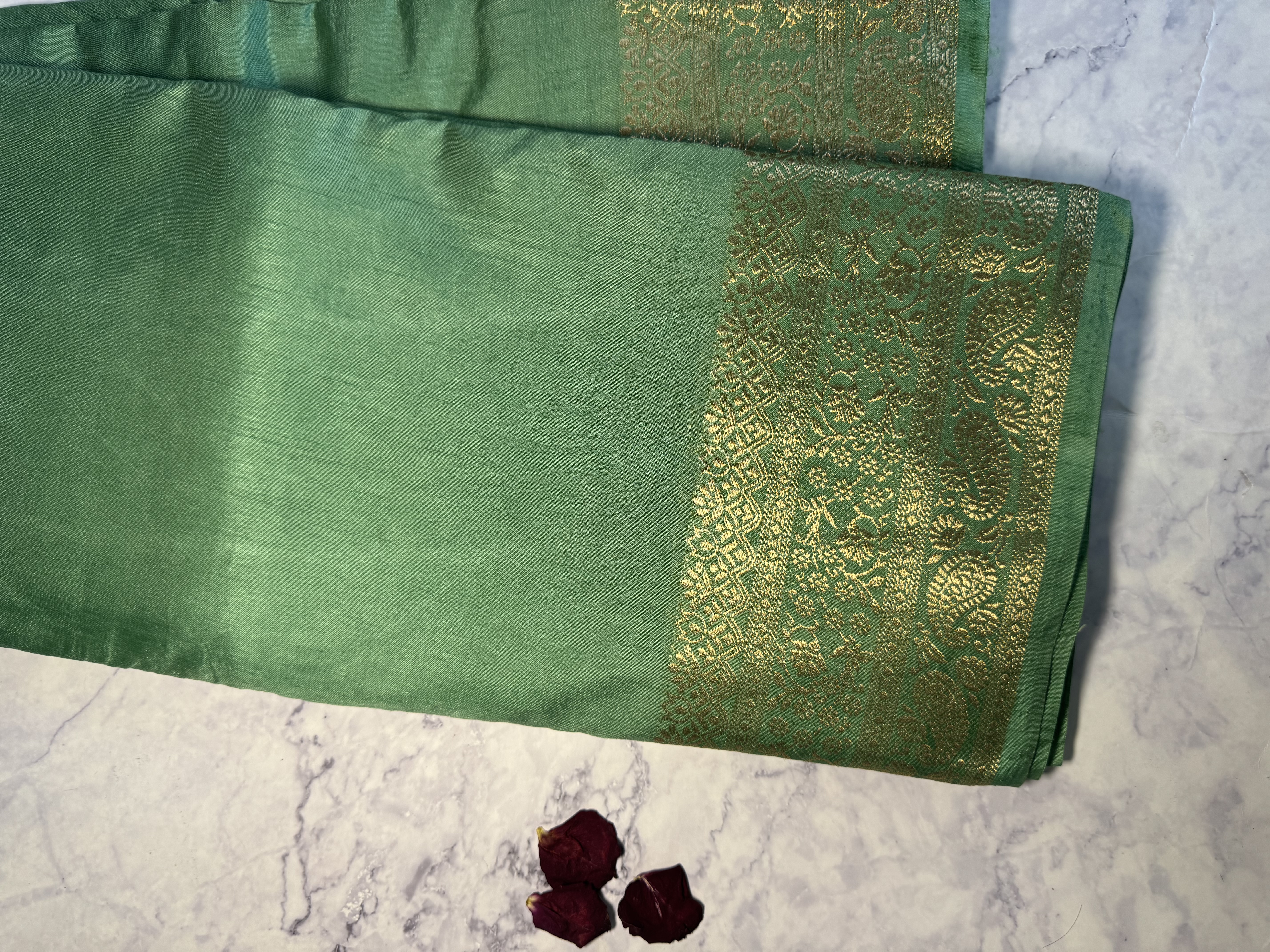 Mint green cotton saree