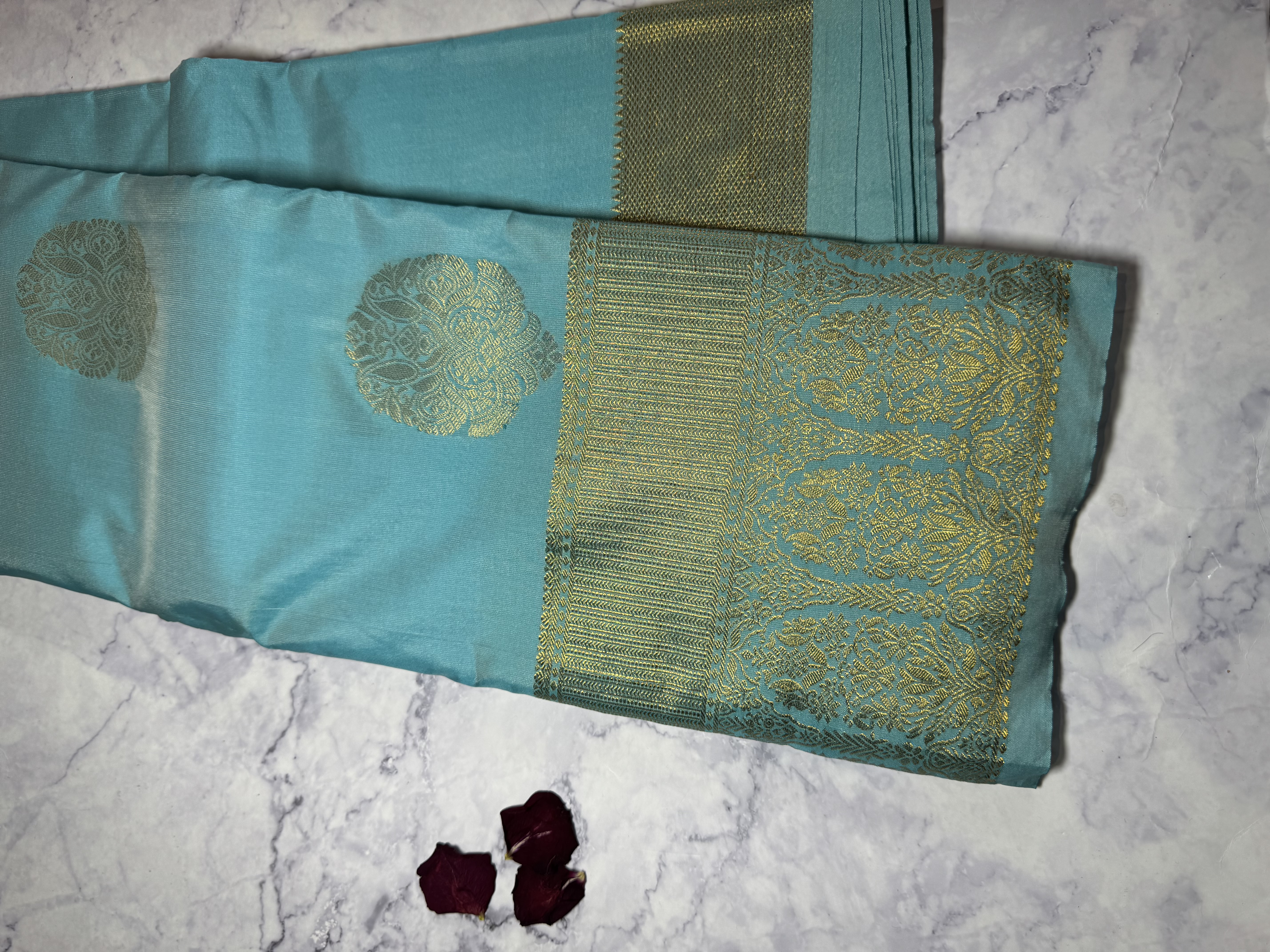 Baby blue semi silk saree 