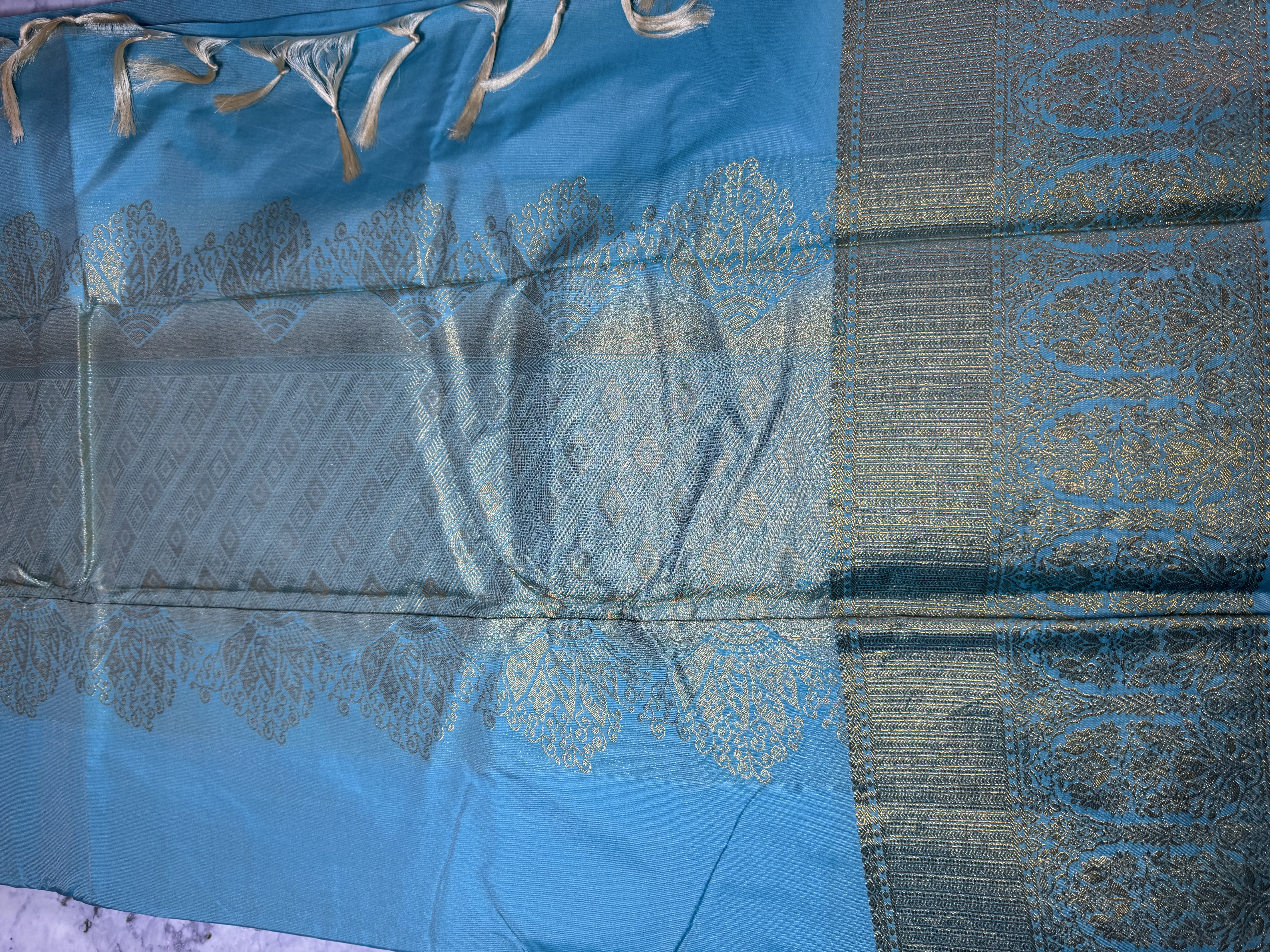 Baby blue semi silk saree 