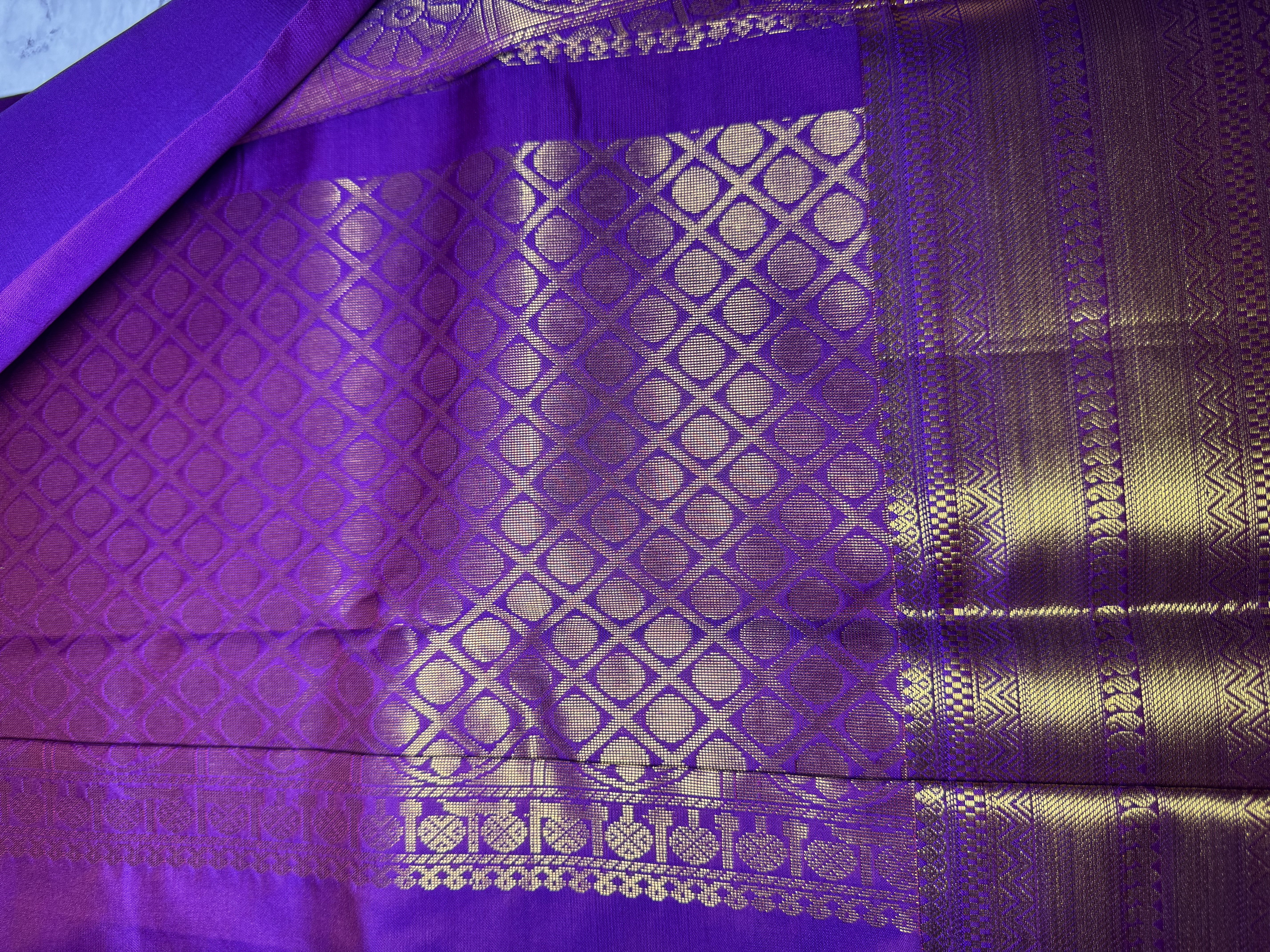 Purple semi silk saree with butta