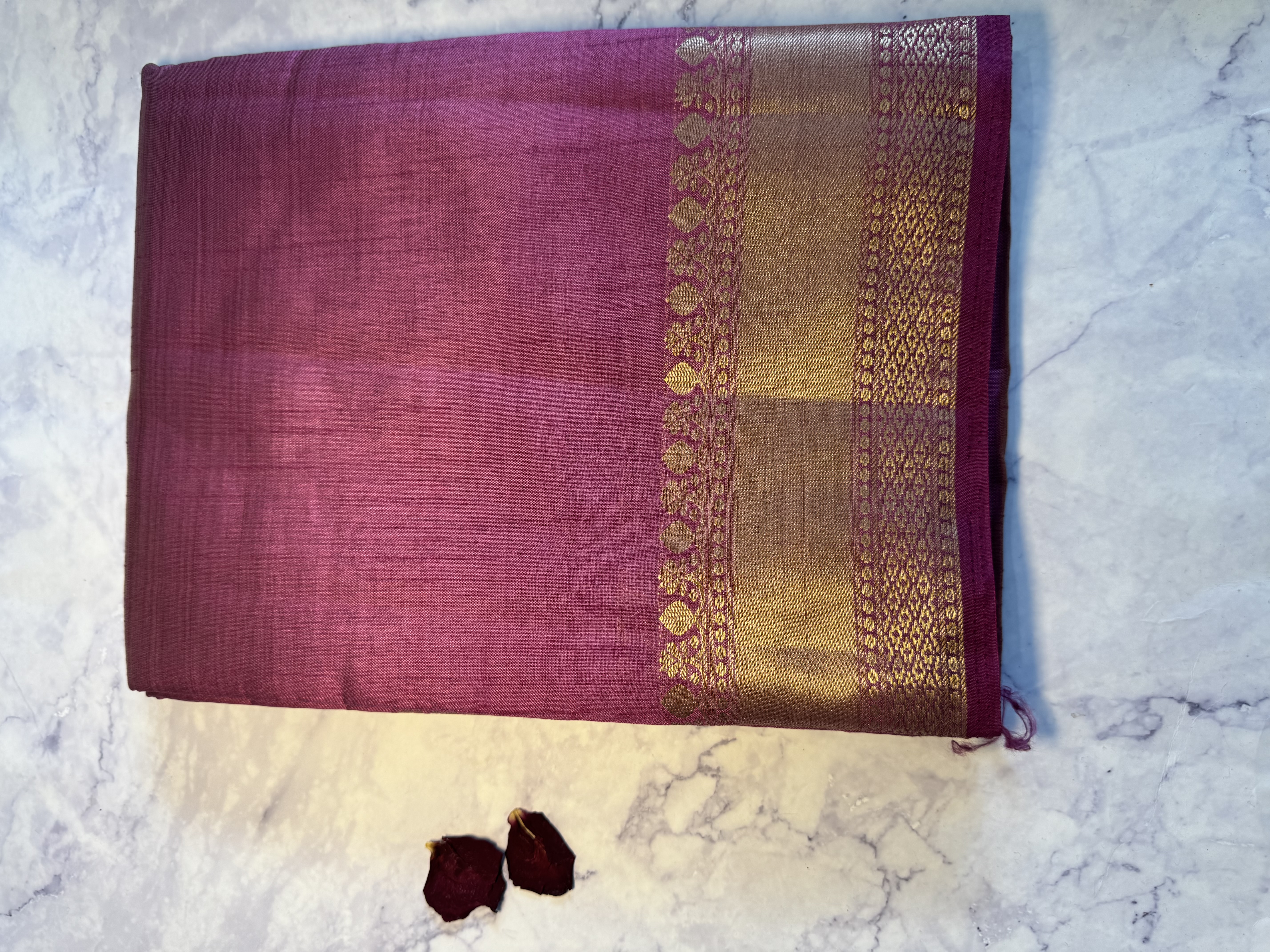 Mauve pink mango silk saree