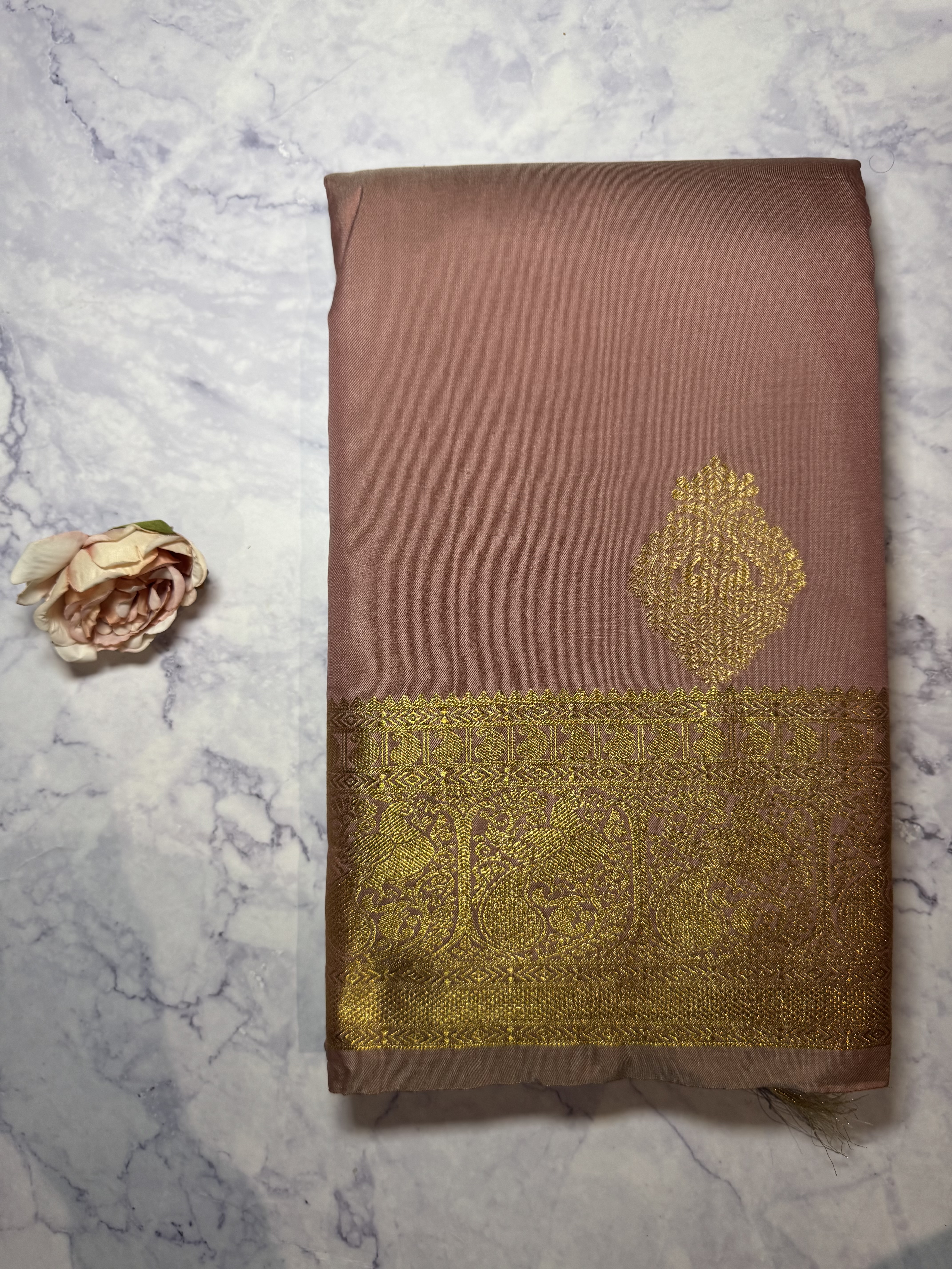 Nude pink semi silk saree 