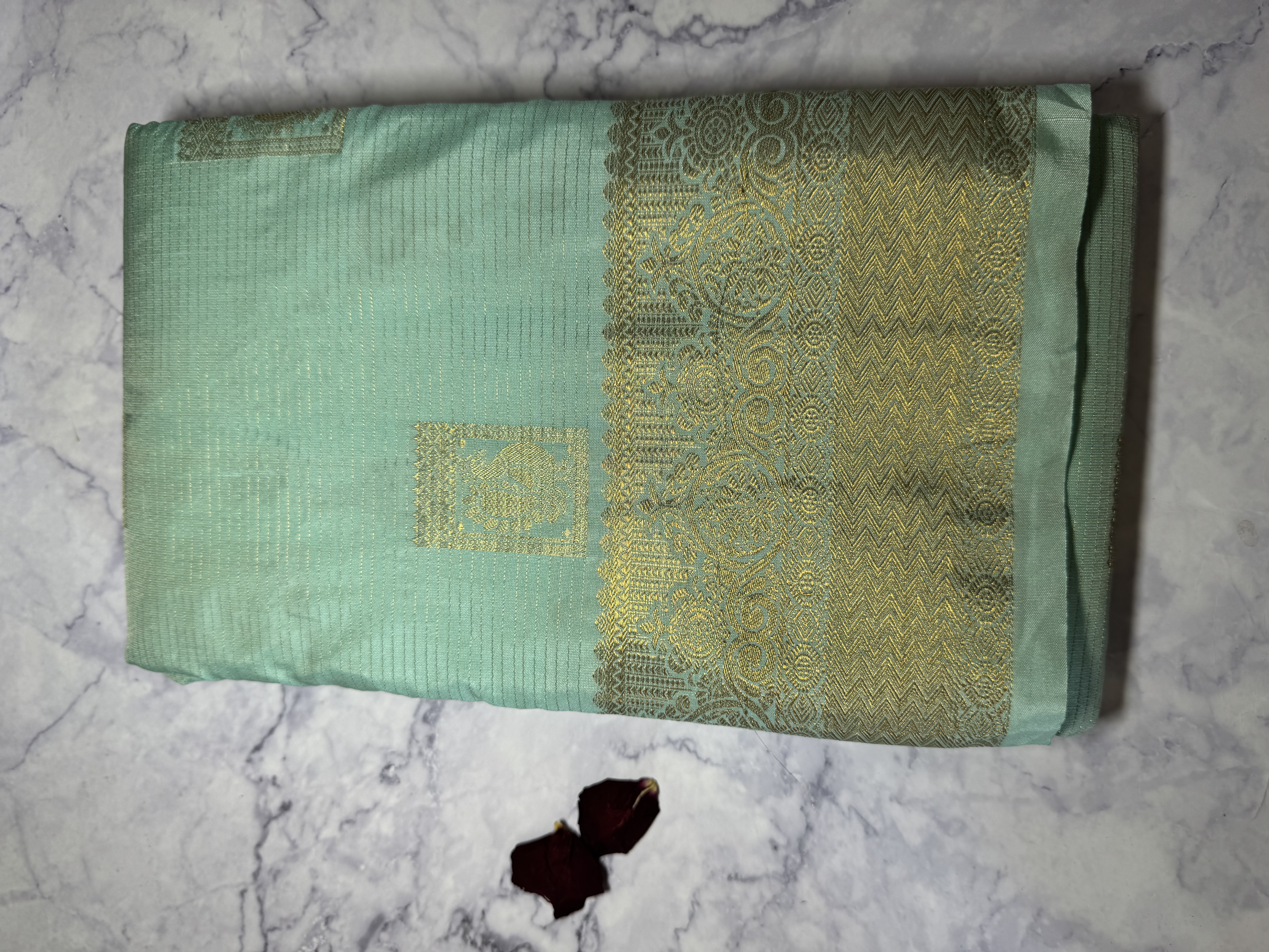 Mint blue vaira oosi semi silk saree