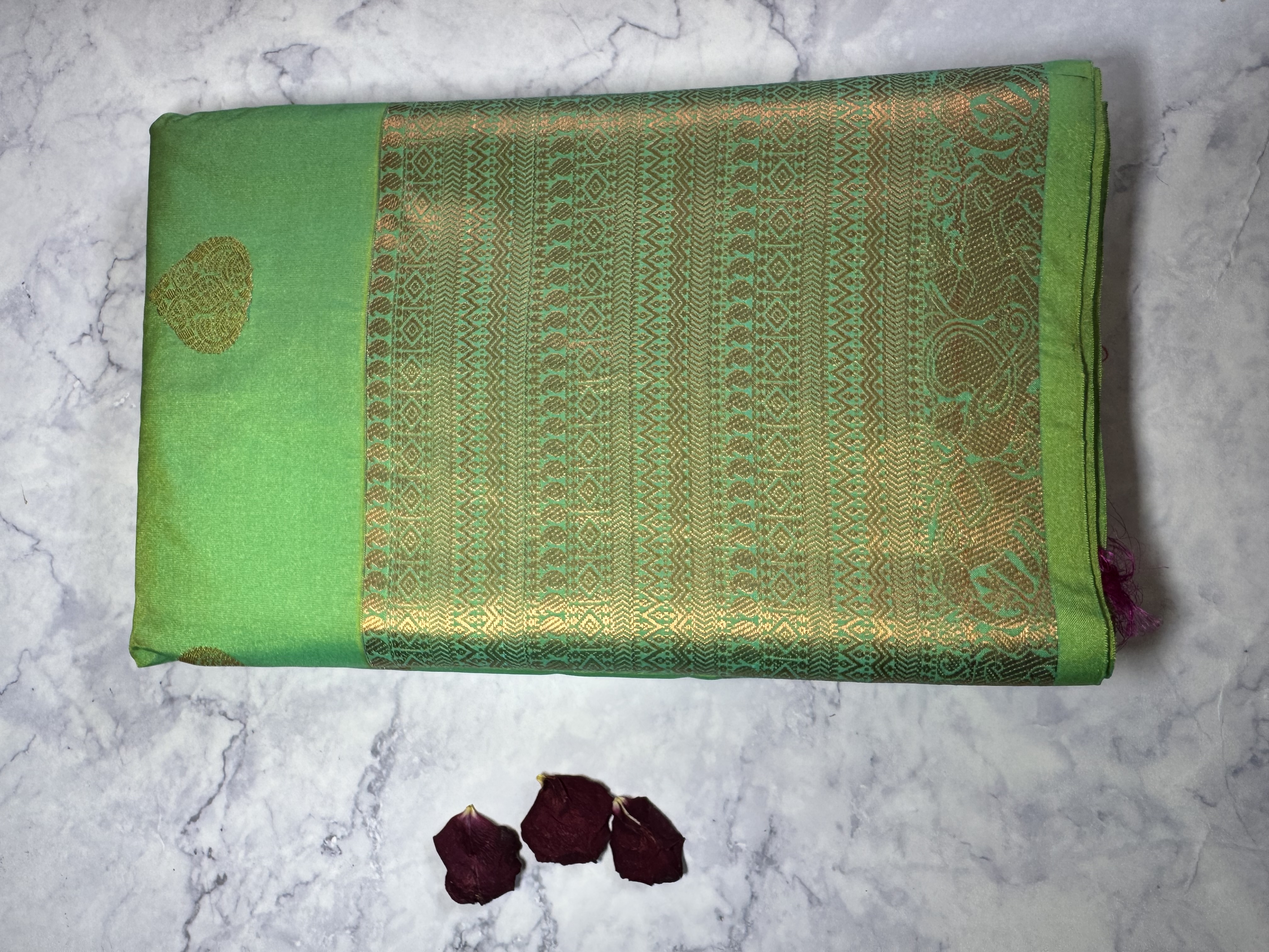 Lime green semi silk with hot pink blouse