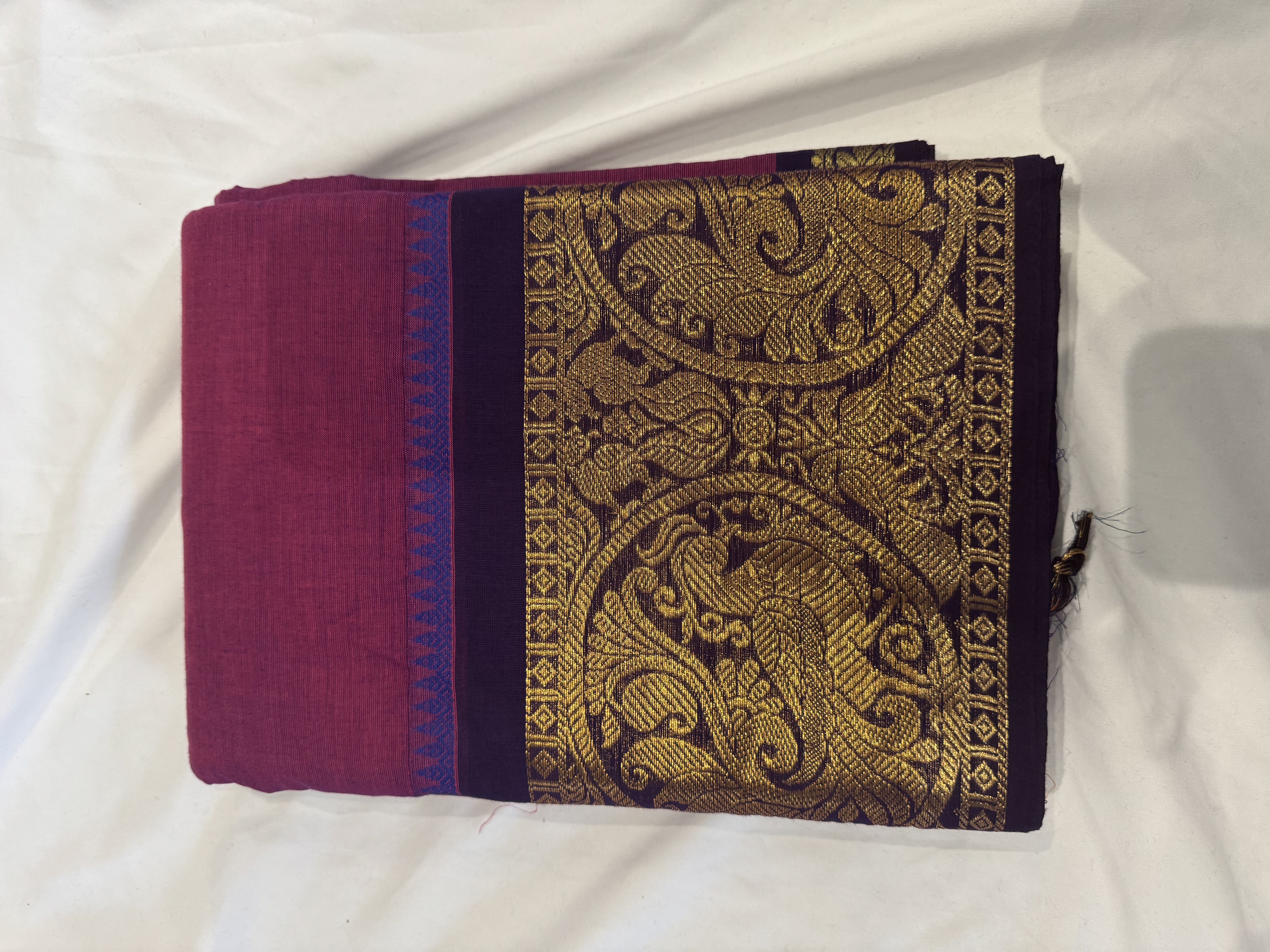 Dual tone berry pink cotton sarees with purple border