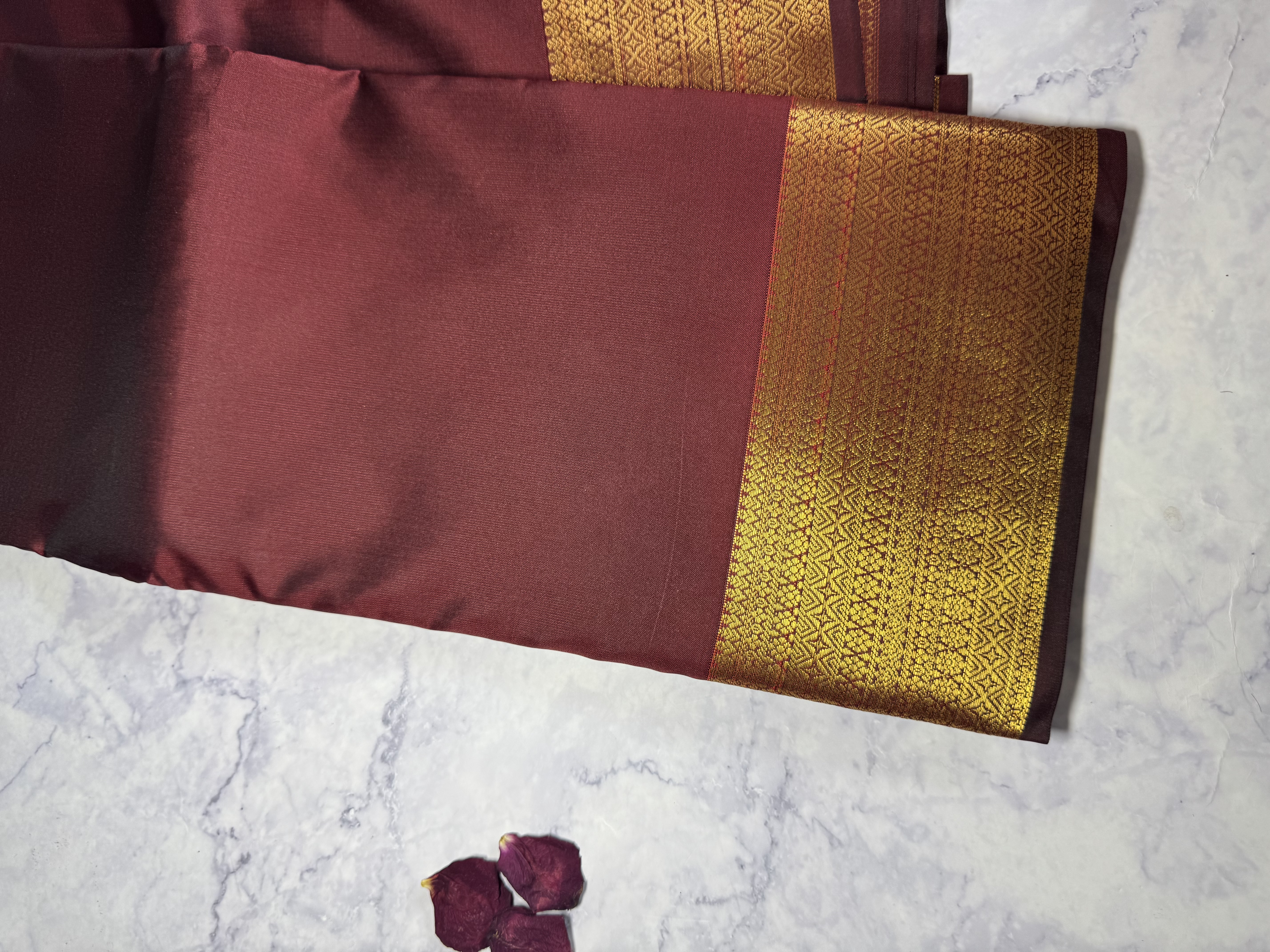 Bright maroon semi silk saree