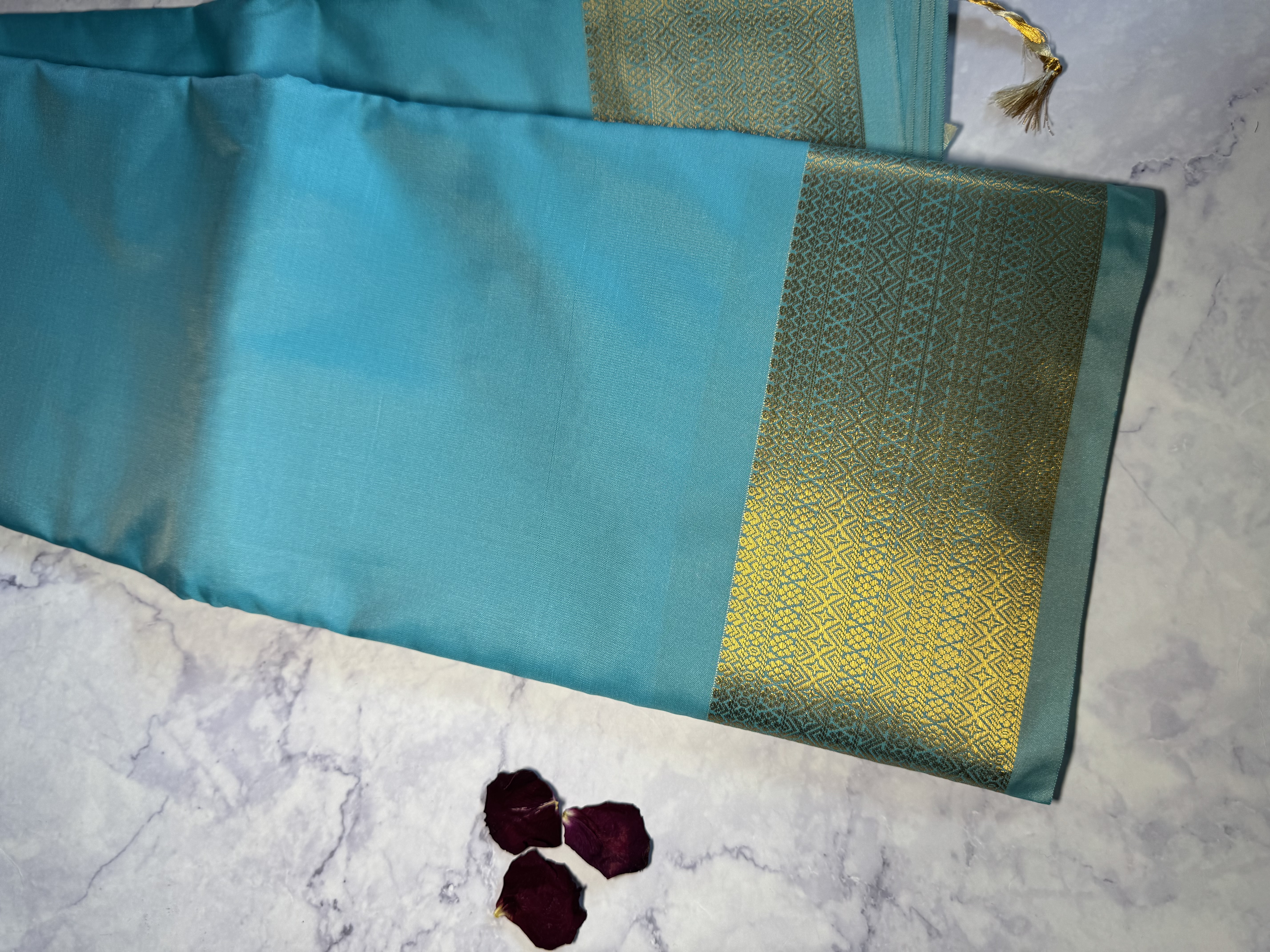 Sky blue semi silk saree
