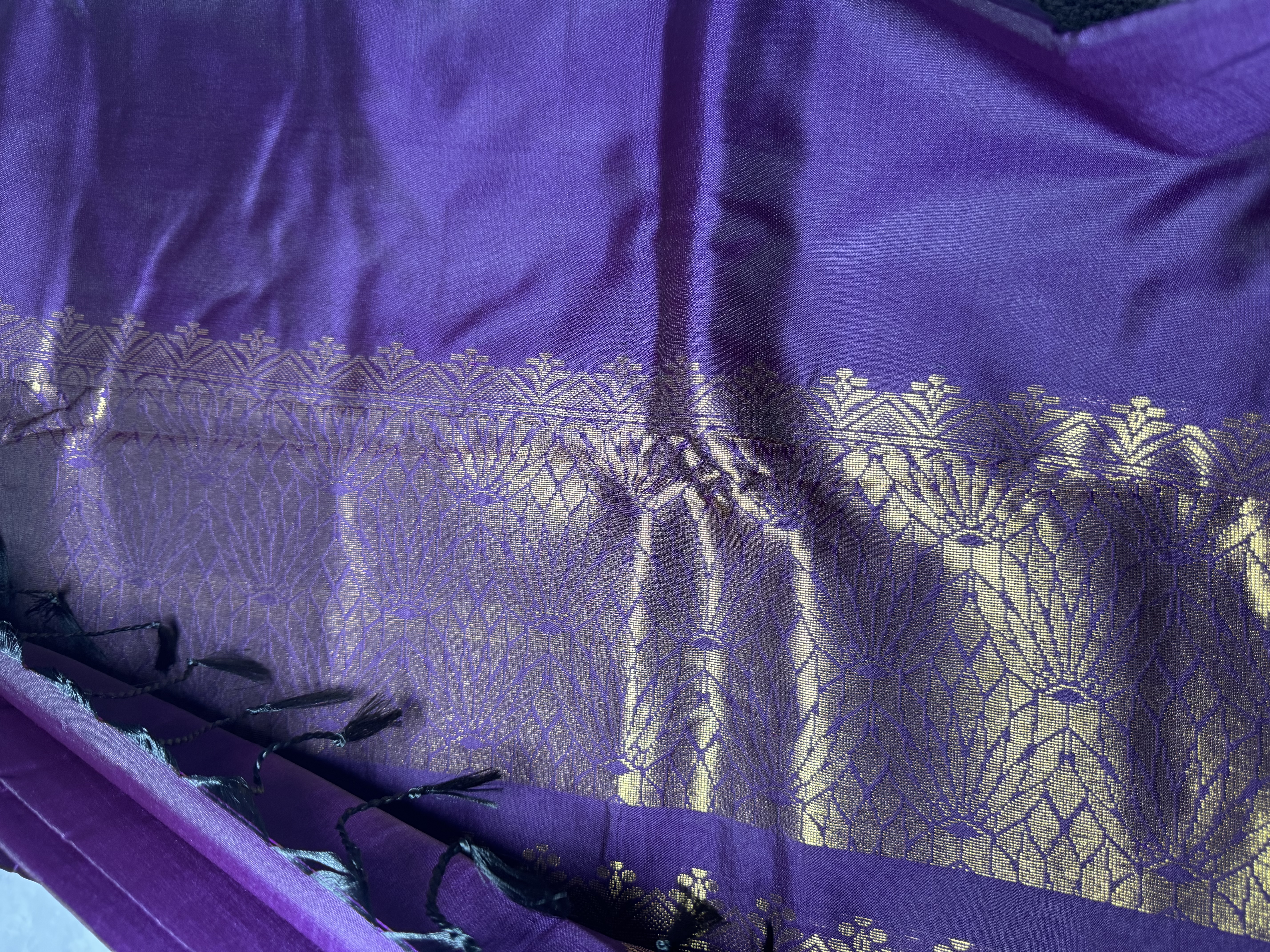 Purple plain semi silk saree 