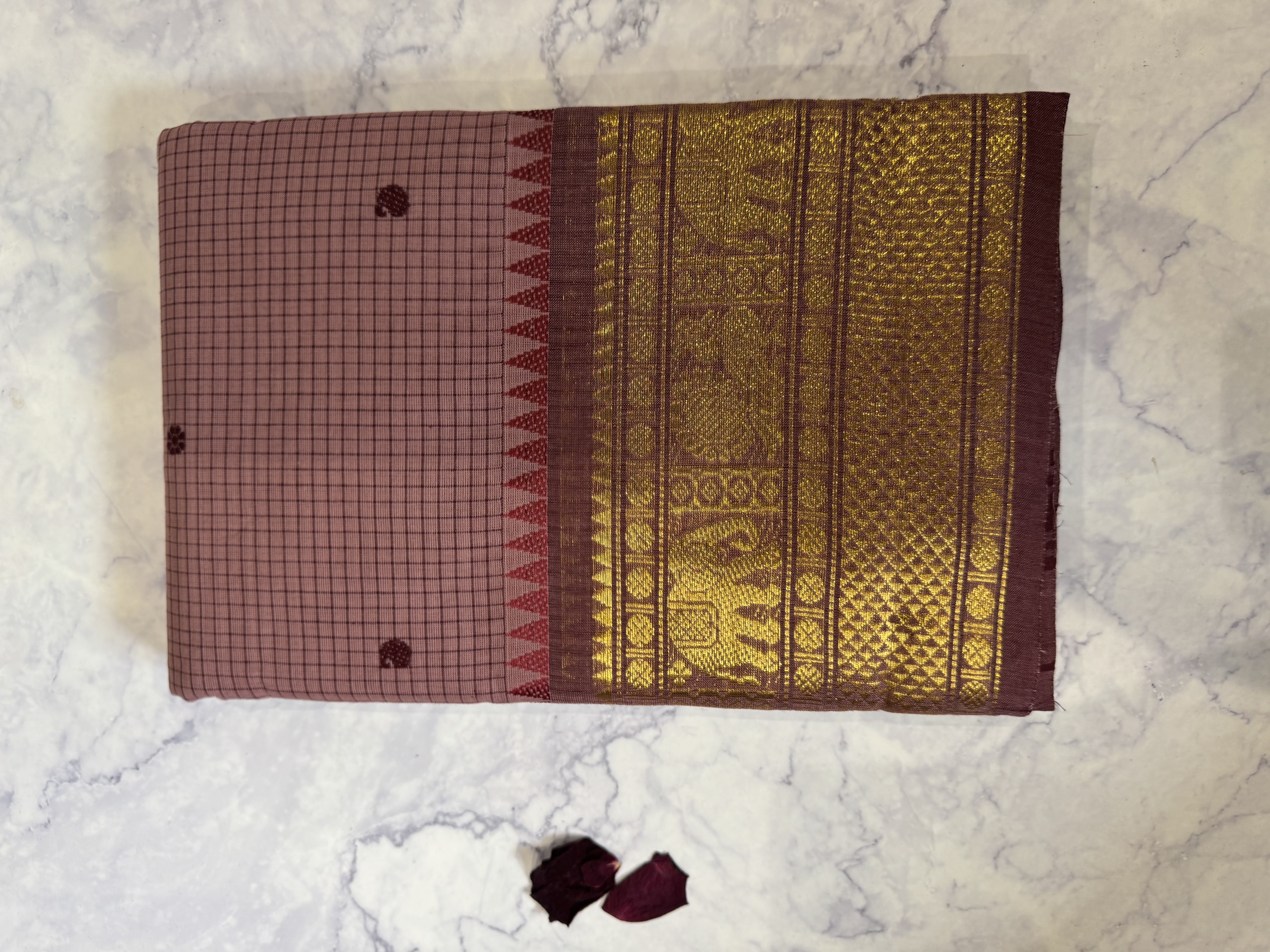 Mauve pink vaira oosi cotton saree
