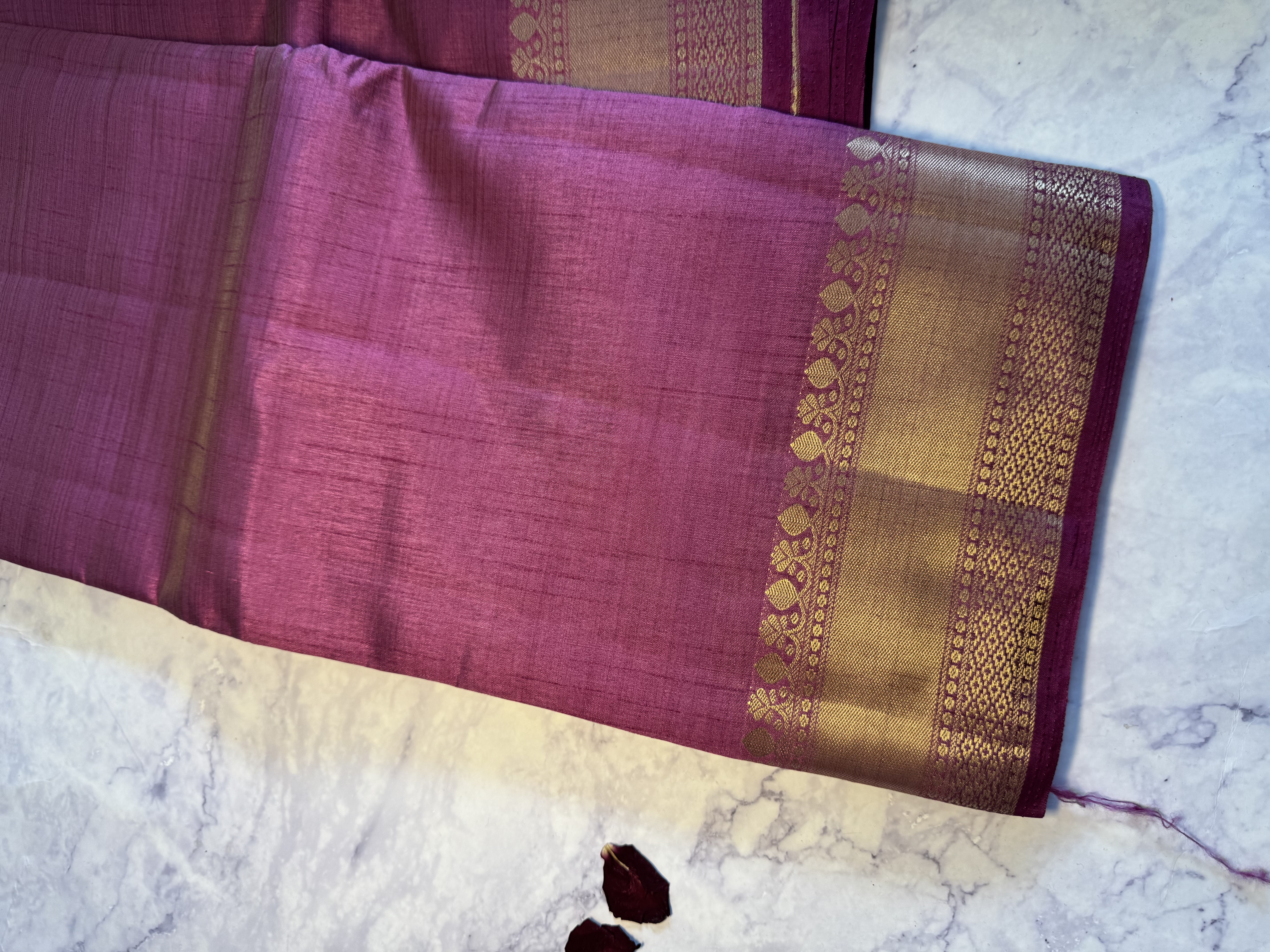Mauve pink mango silk saree