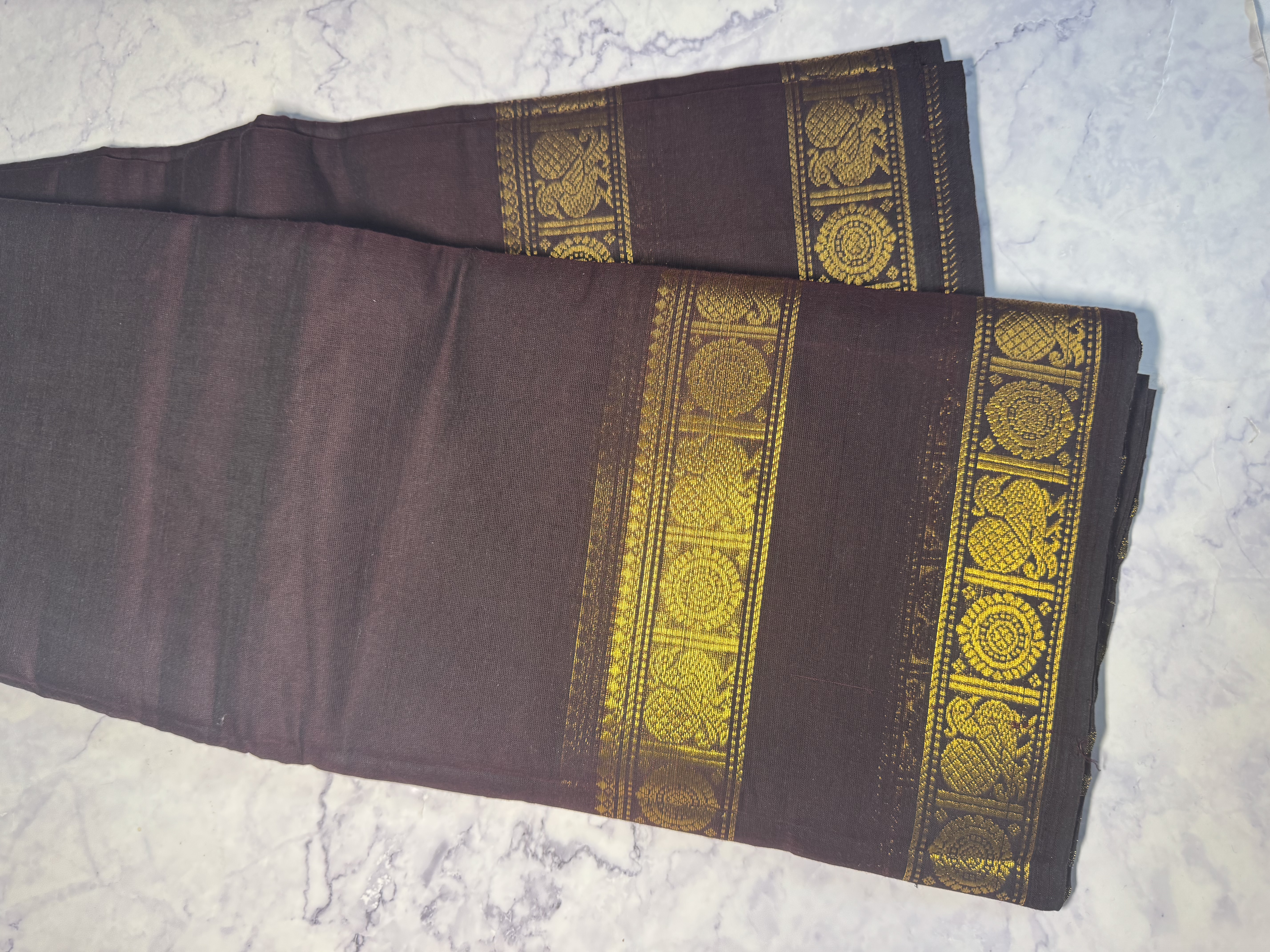 Coffee Brown Cotton Saree