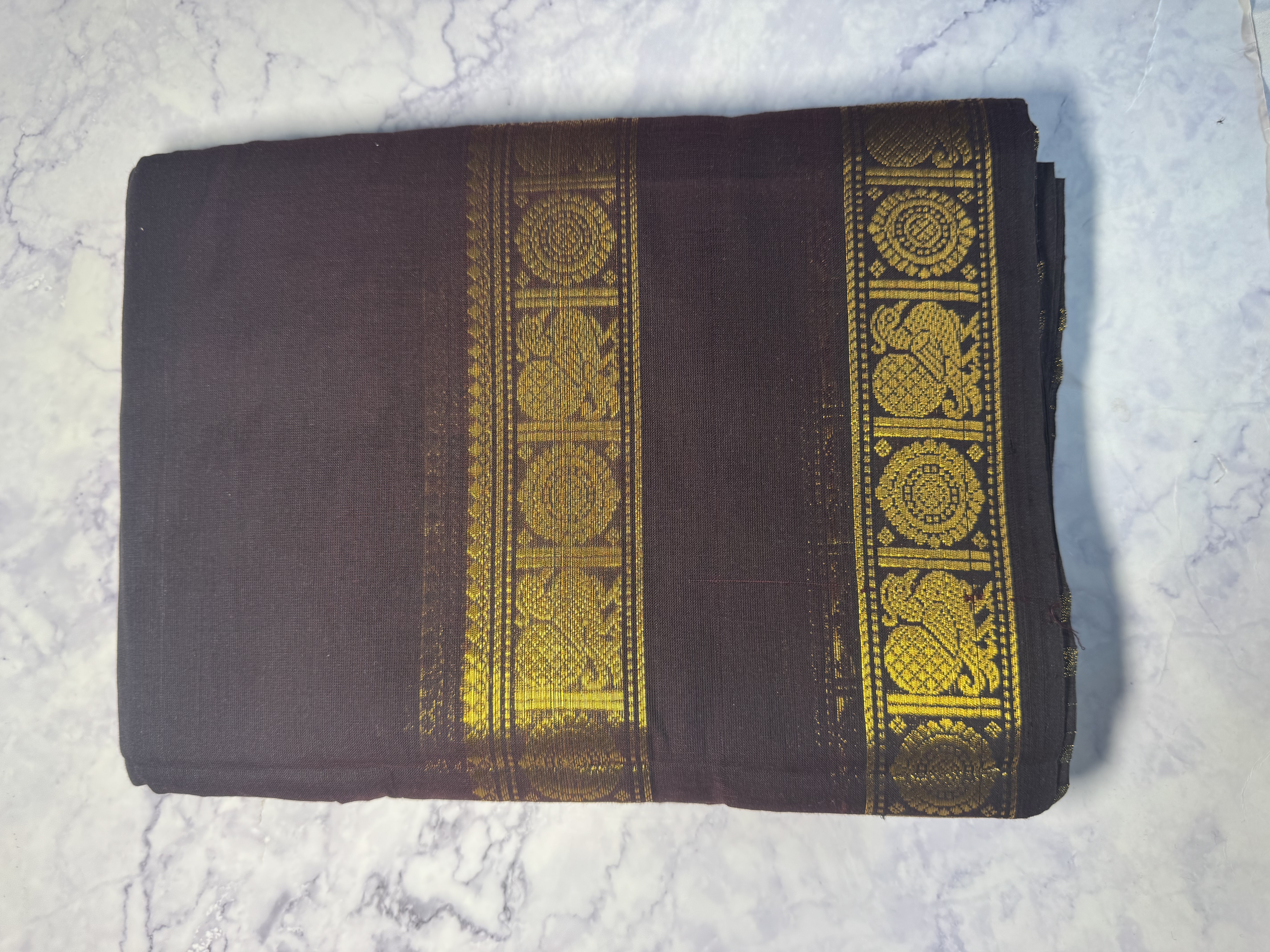 Coffee Brown Cotton Saree