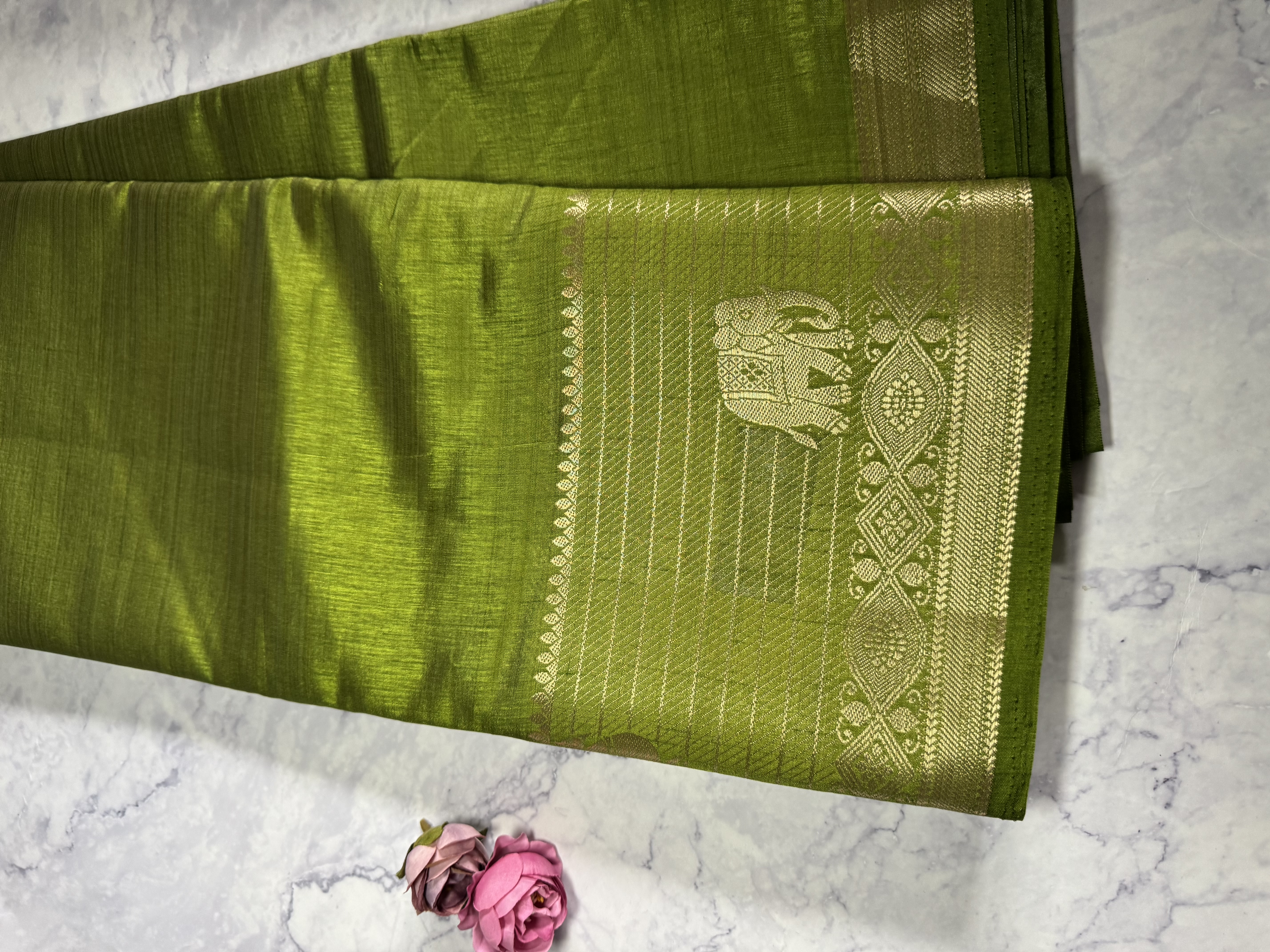 Mehendi green mango silk saree