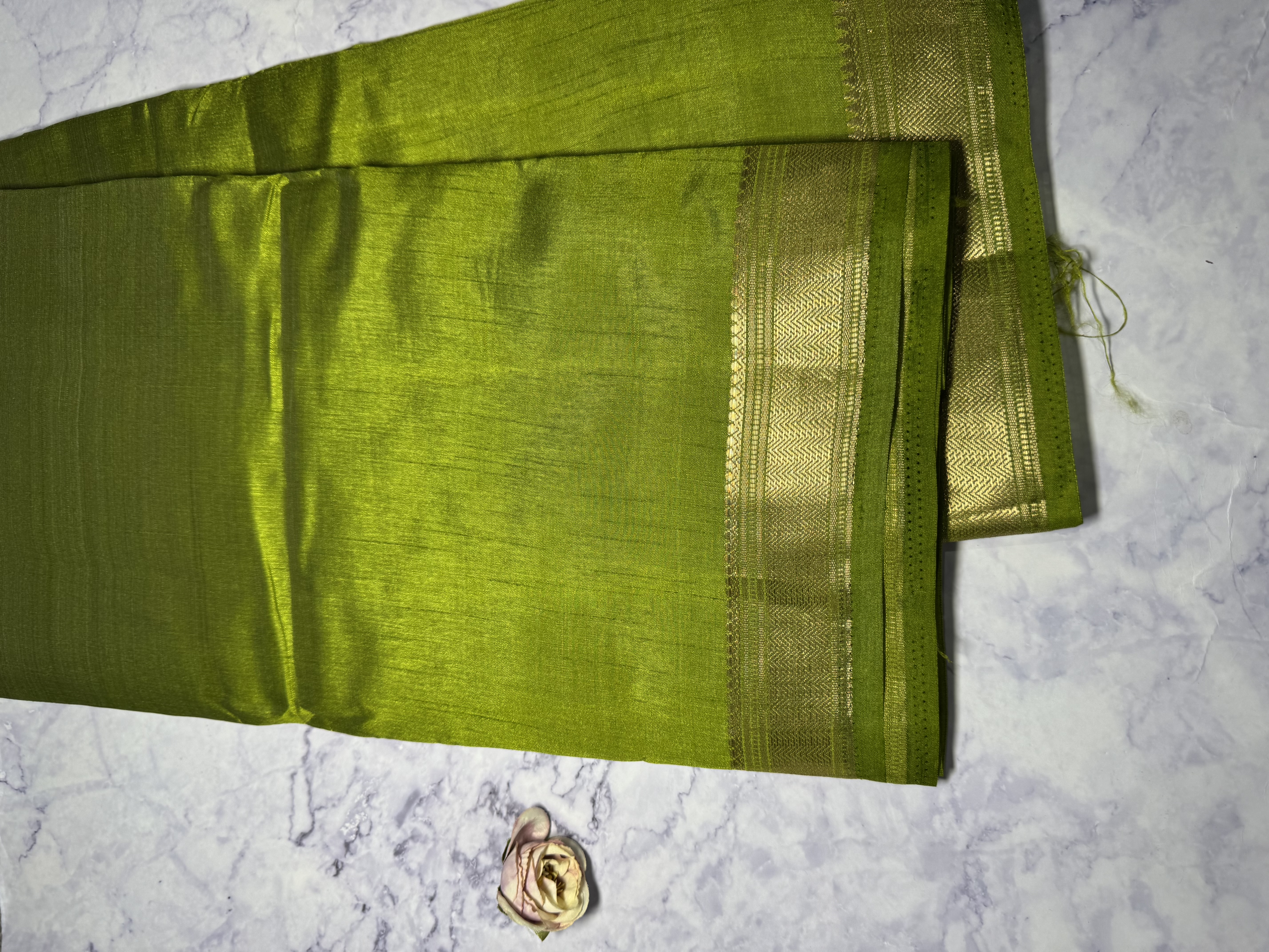 Lime green mango soft silk saree
