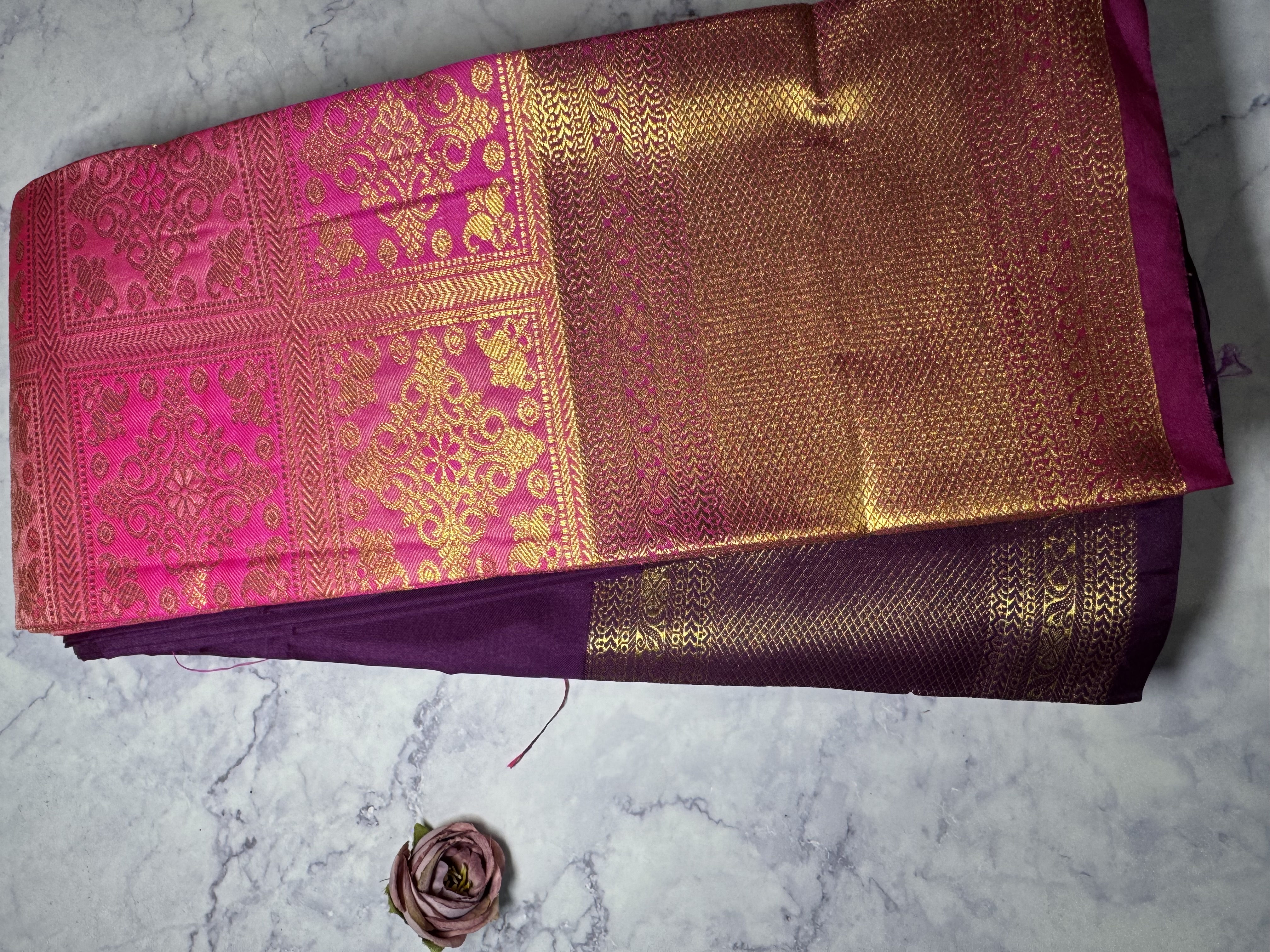 Pastel pink square design semi silk