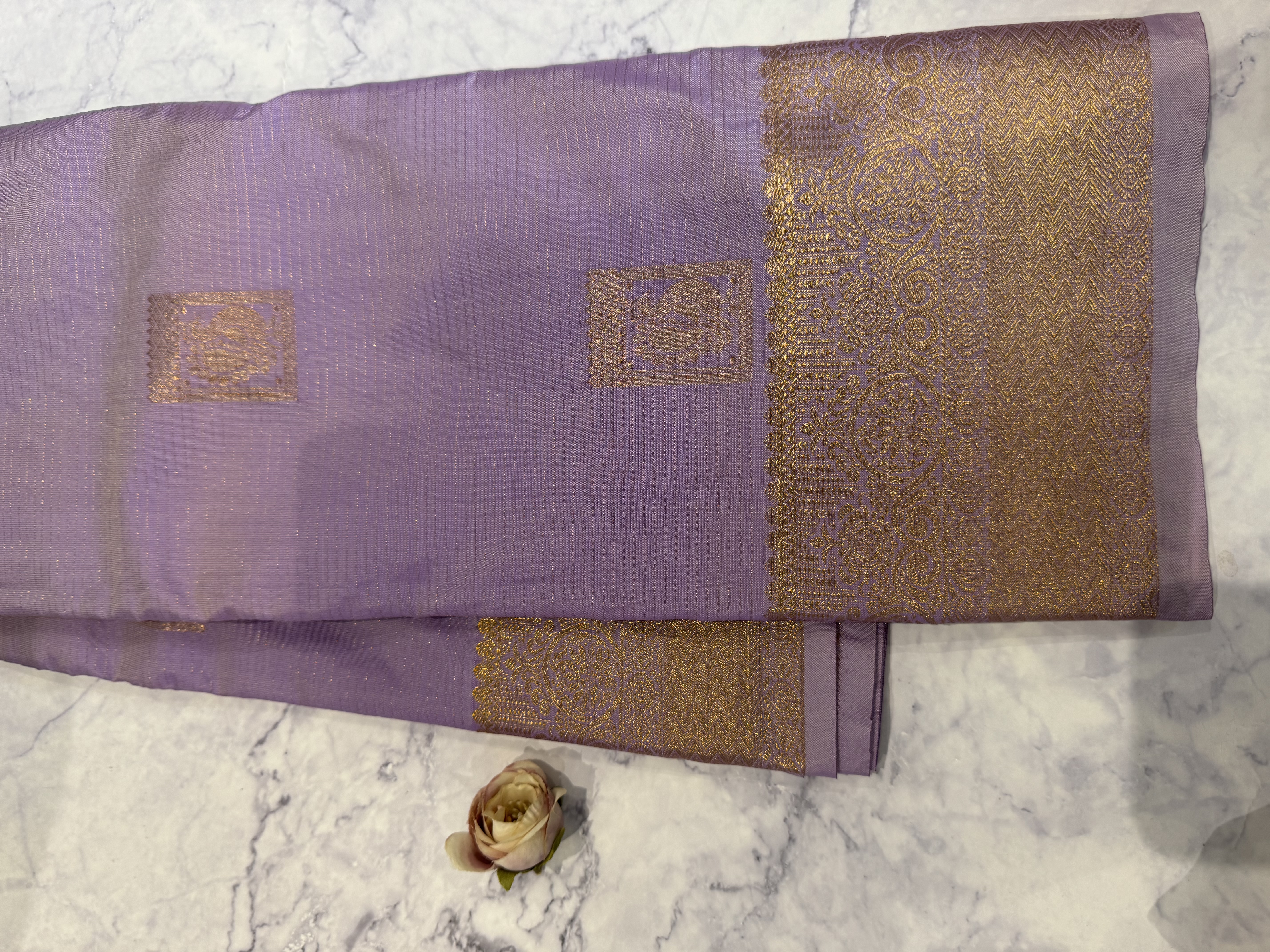 Lavender vaira oosi semi silk saree