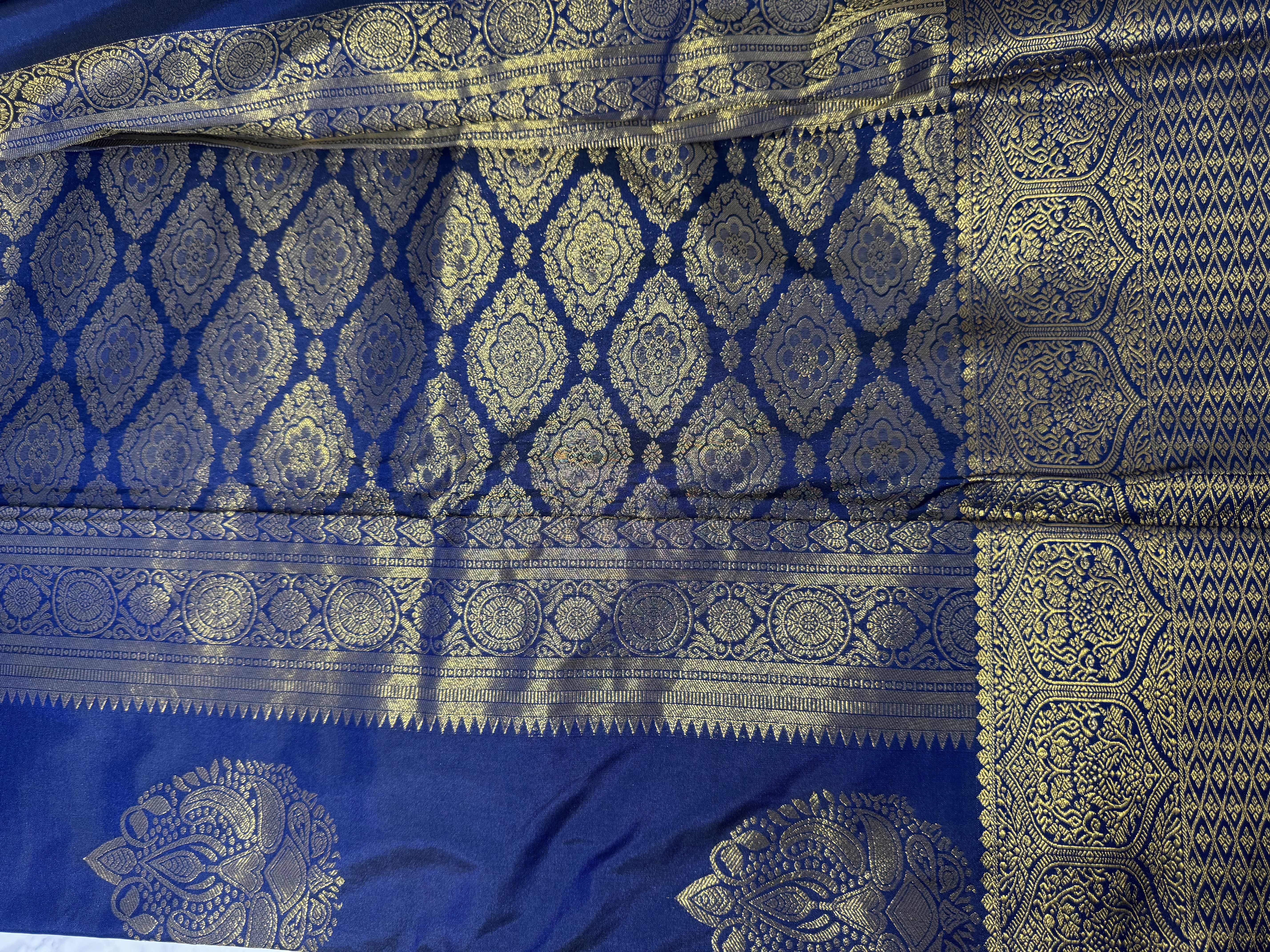 Midnight blue semi silk saree with butta 
