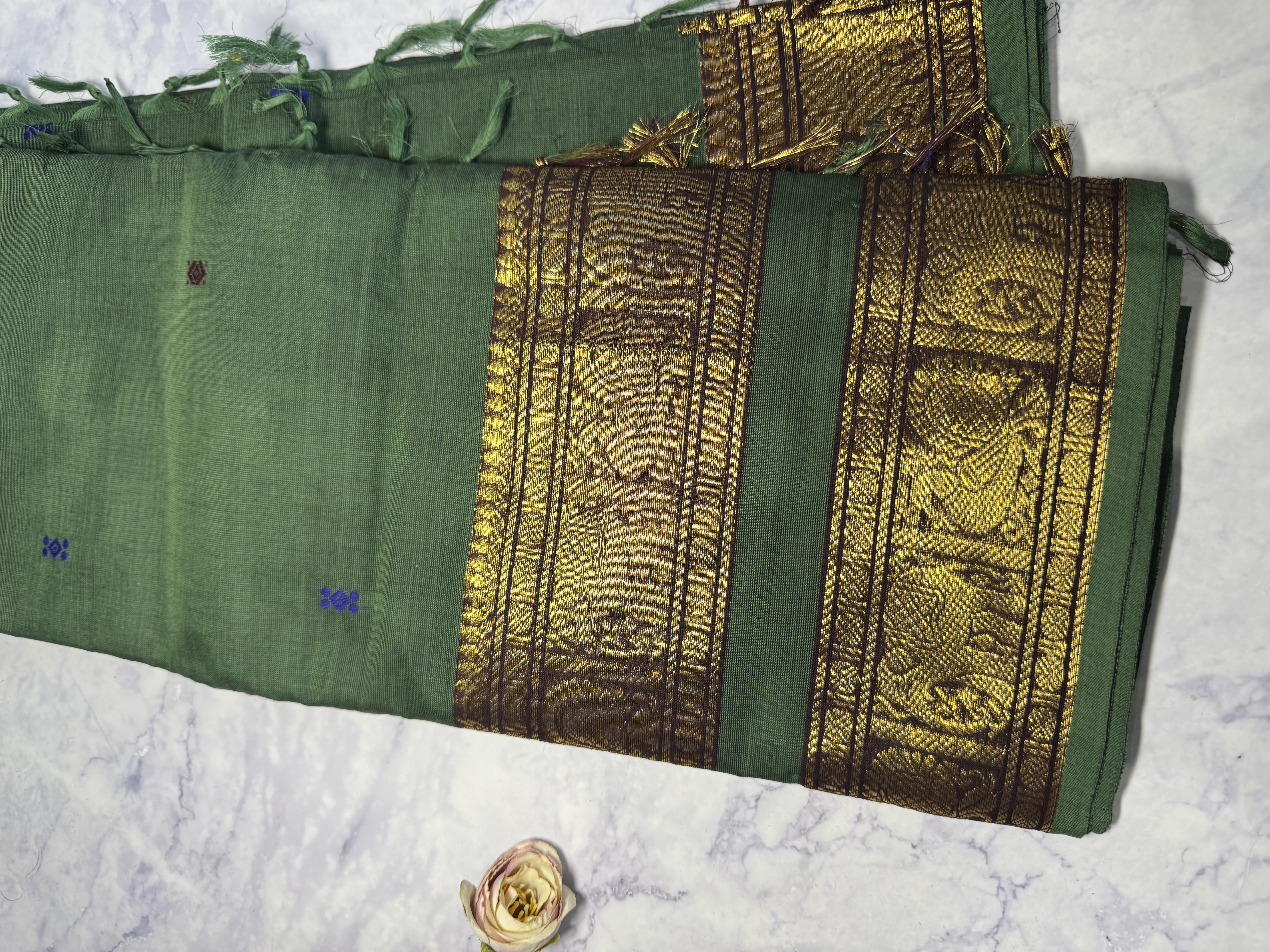 Sage green cotton saree