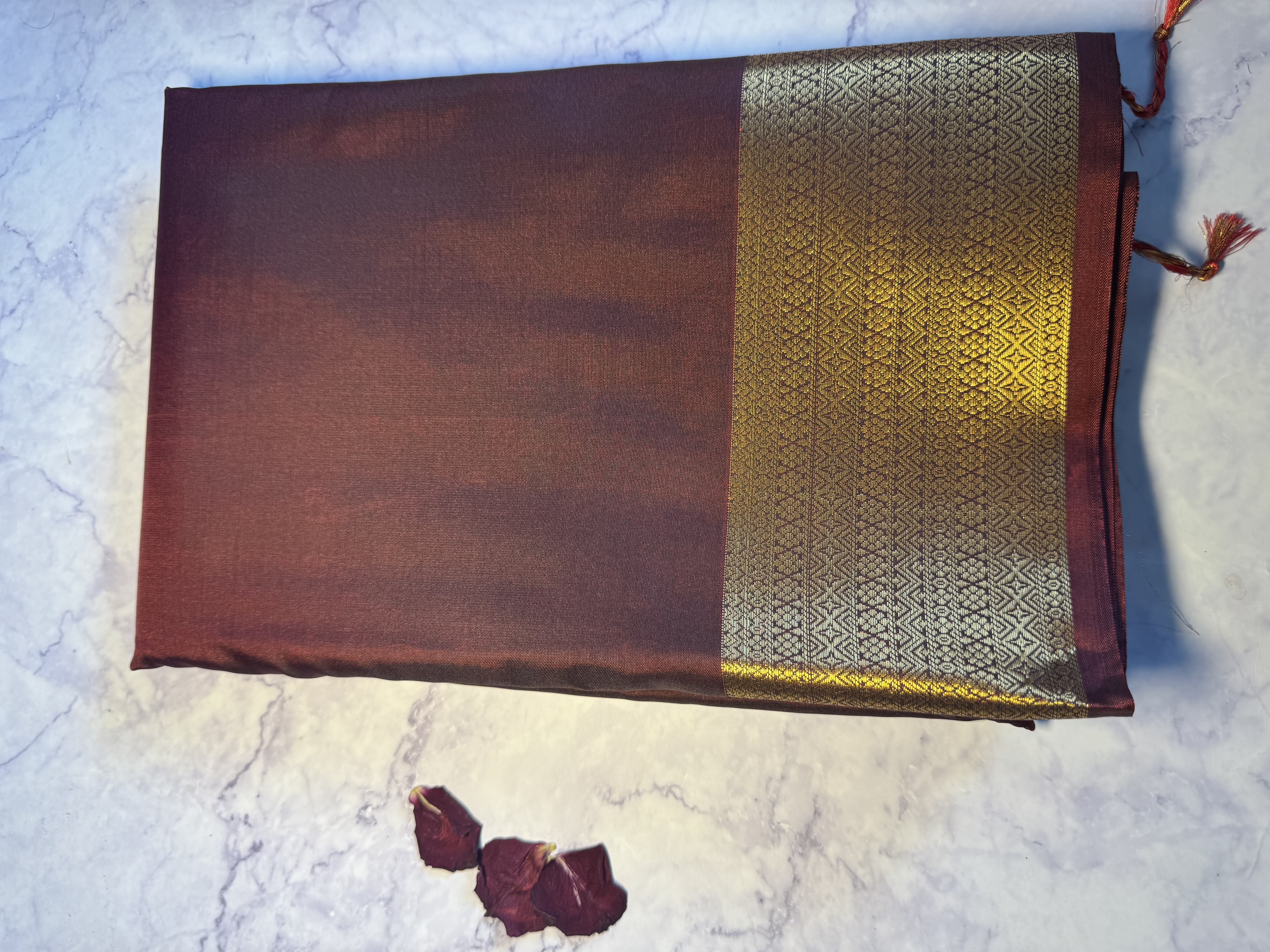 Maroon semi silk saree 