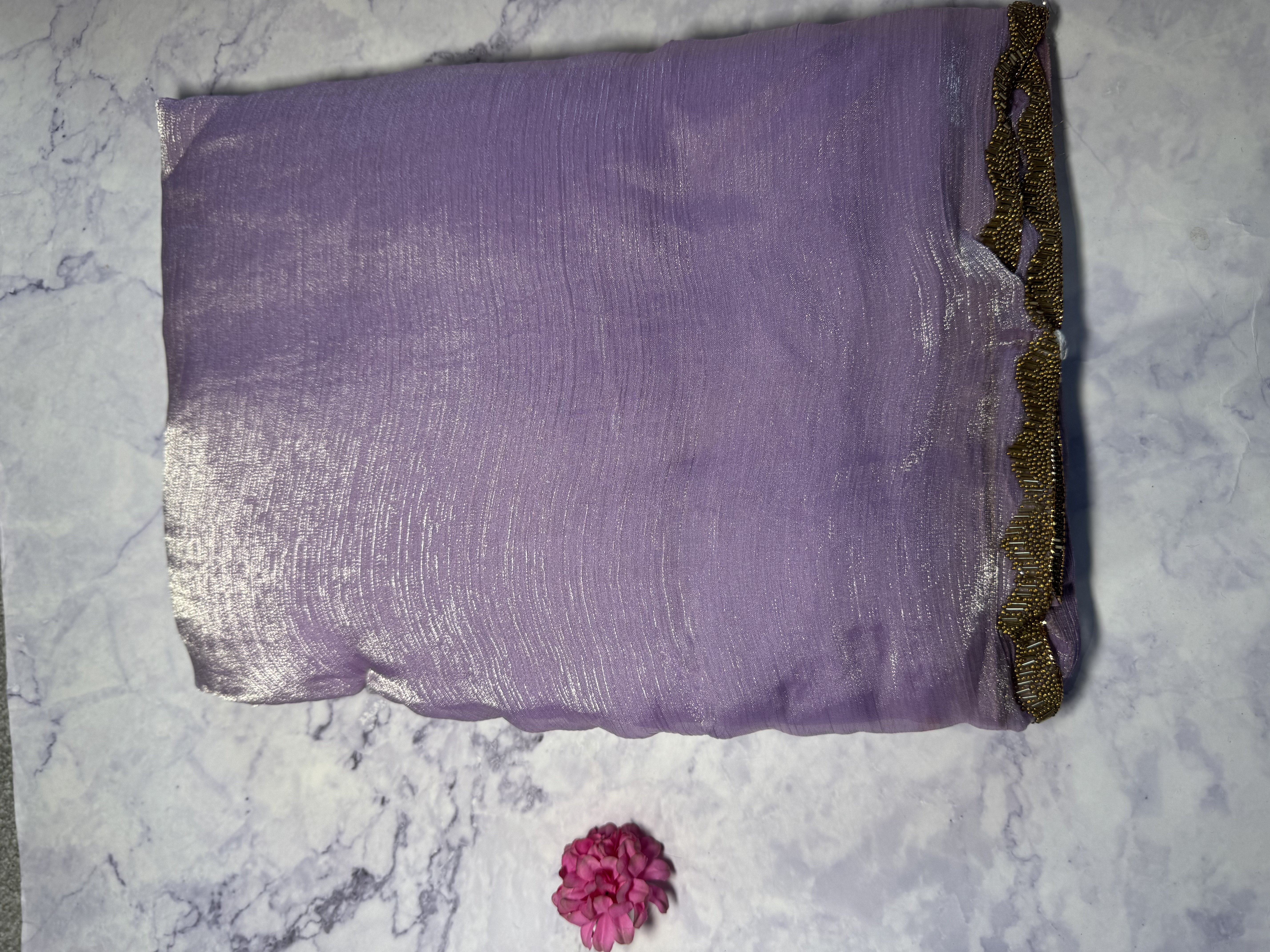 Lavender party saree with thin border