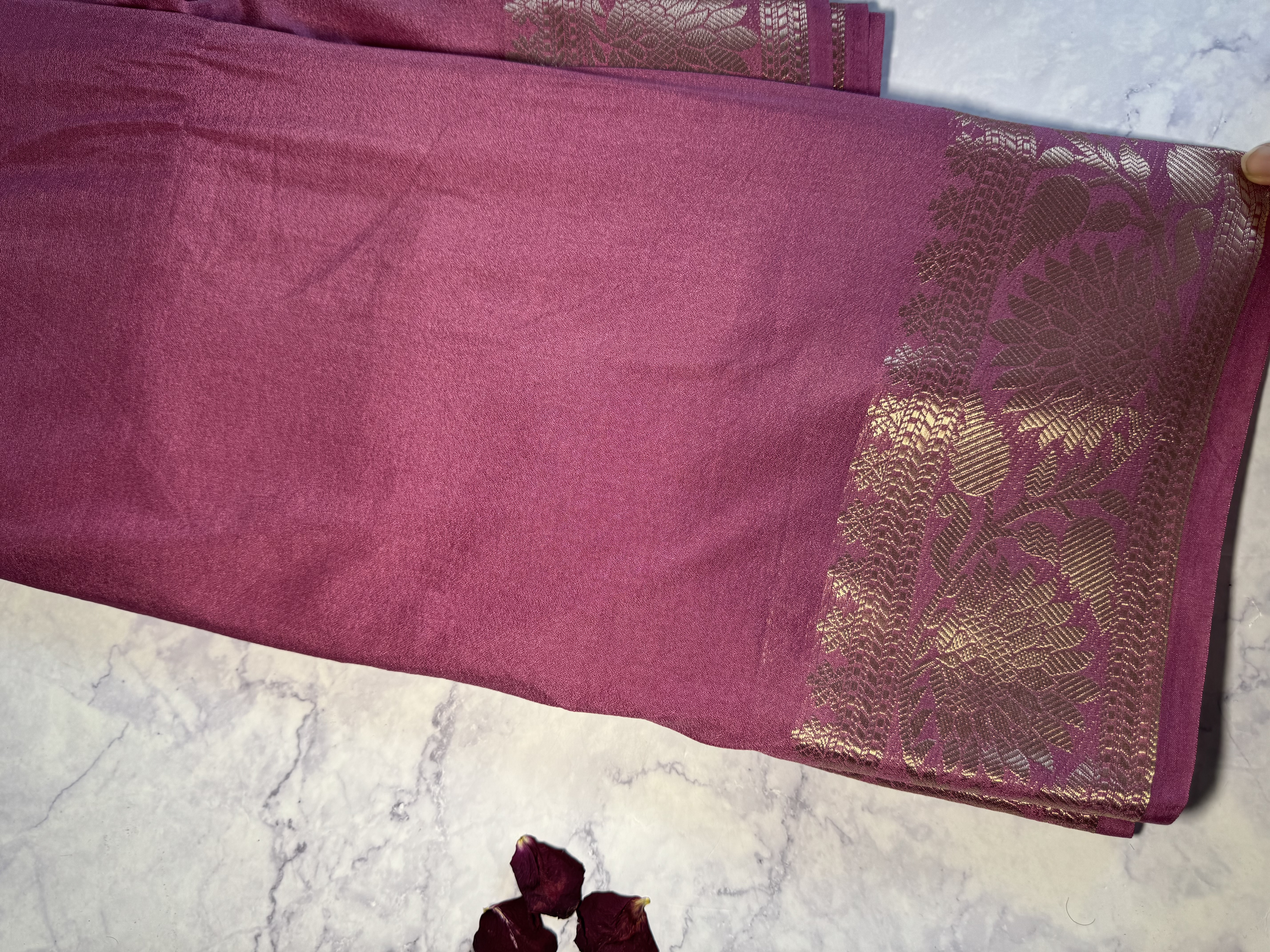 Blush pink chiffon saree