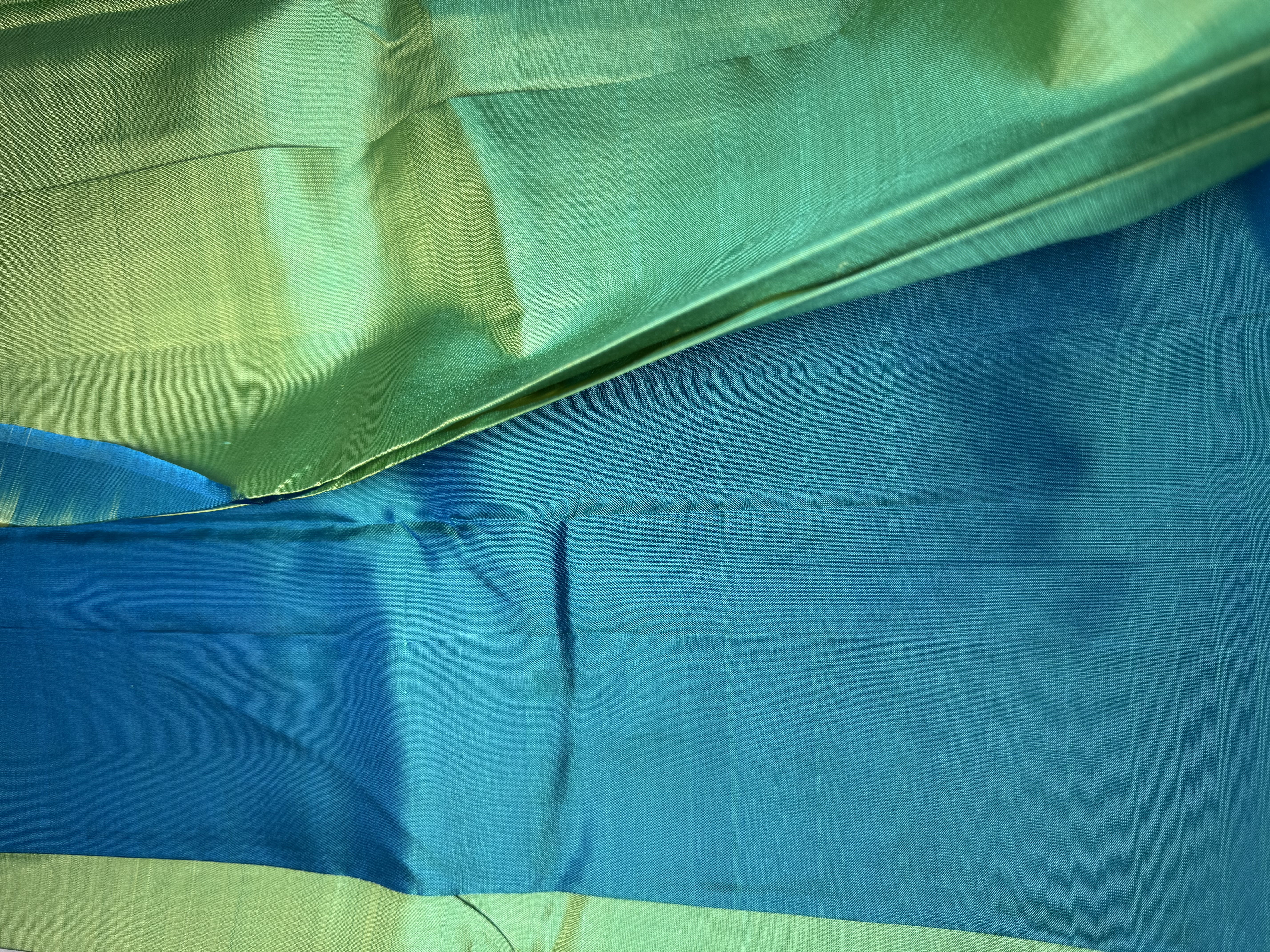 Blue/green dual tone pure silk saree 