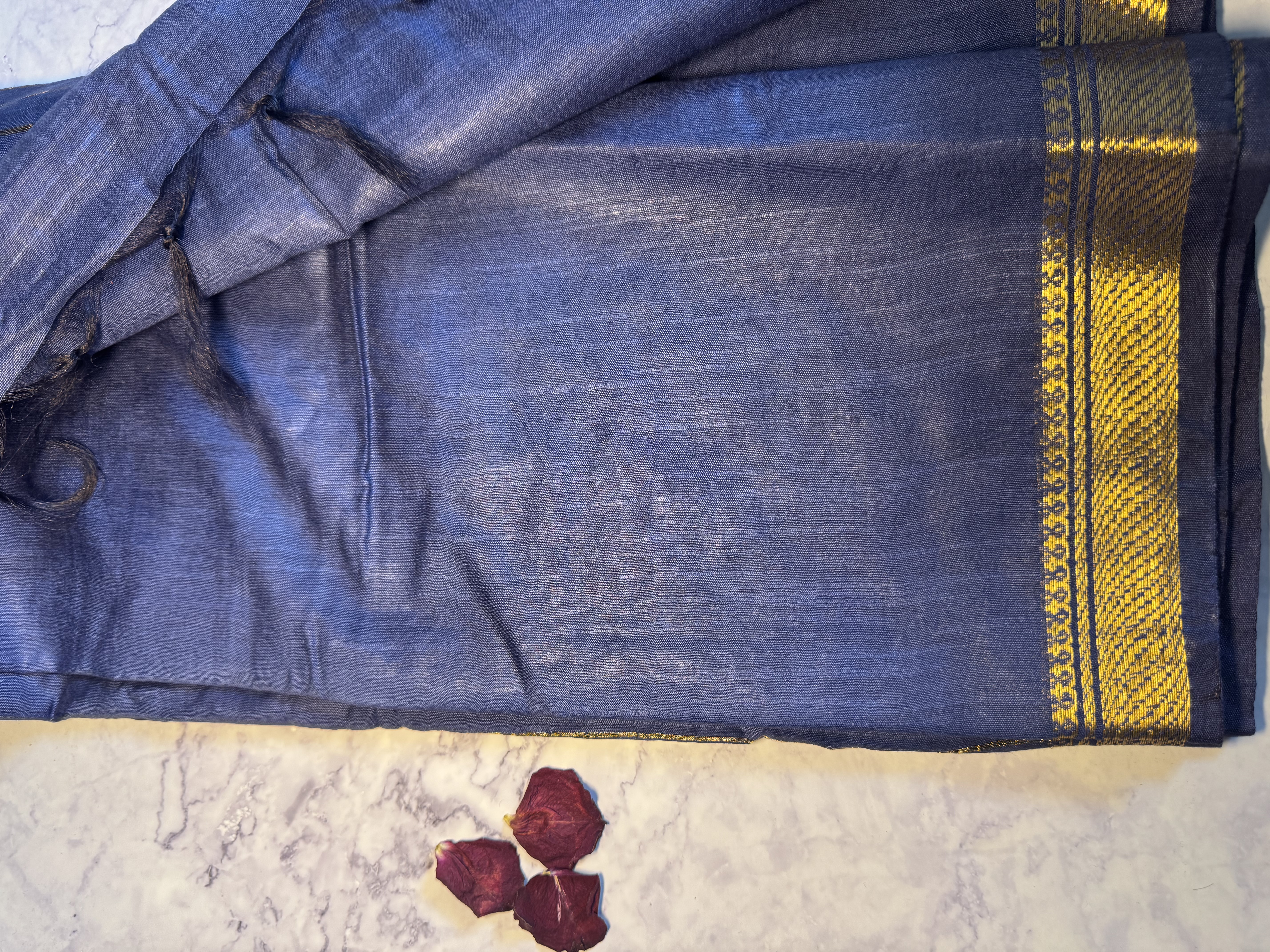Midnight blue cotton saree