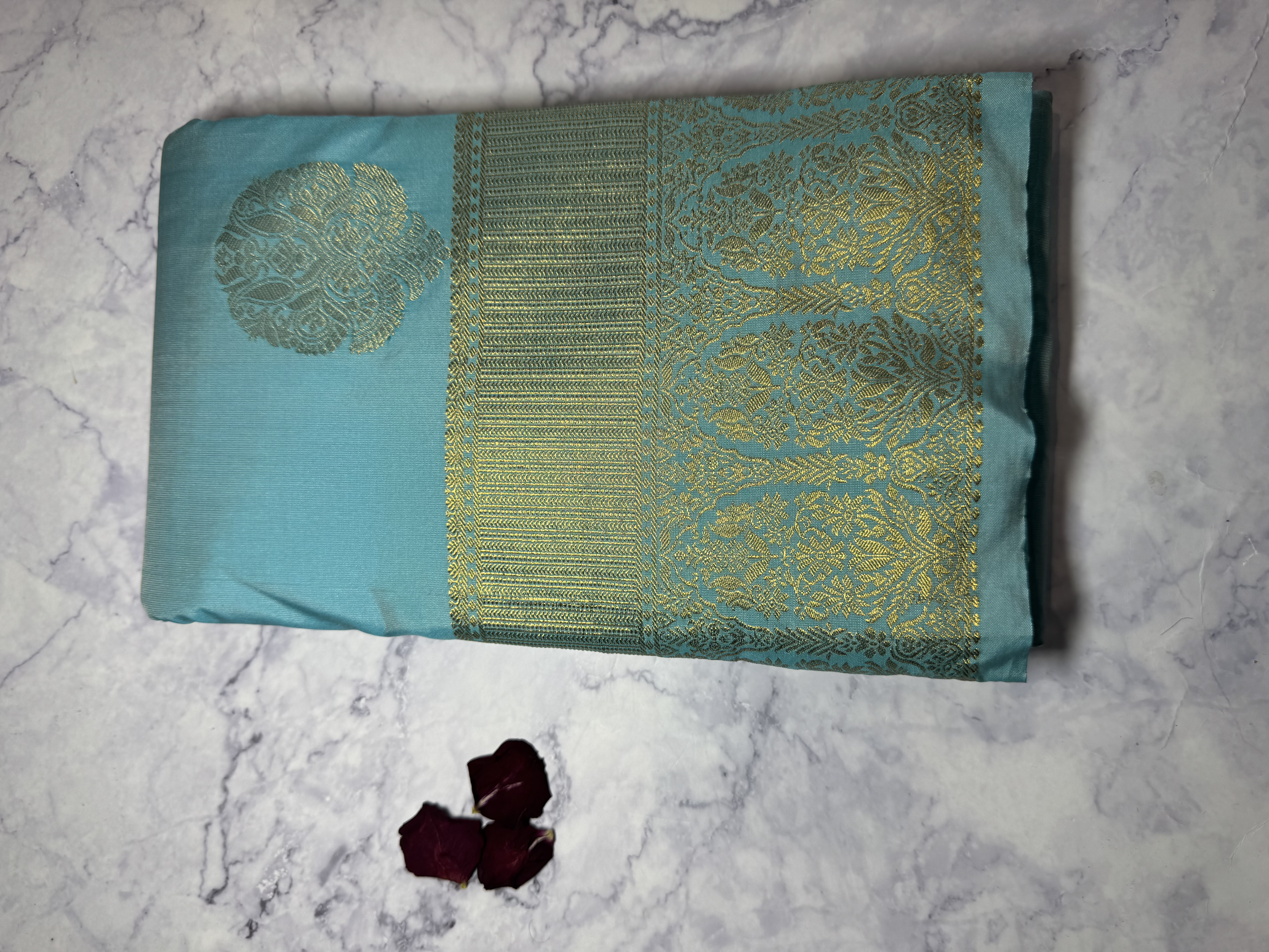 Baby blue semi silk saree 