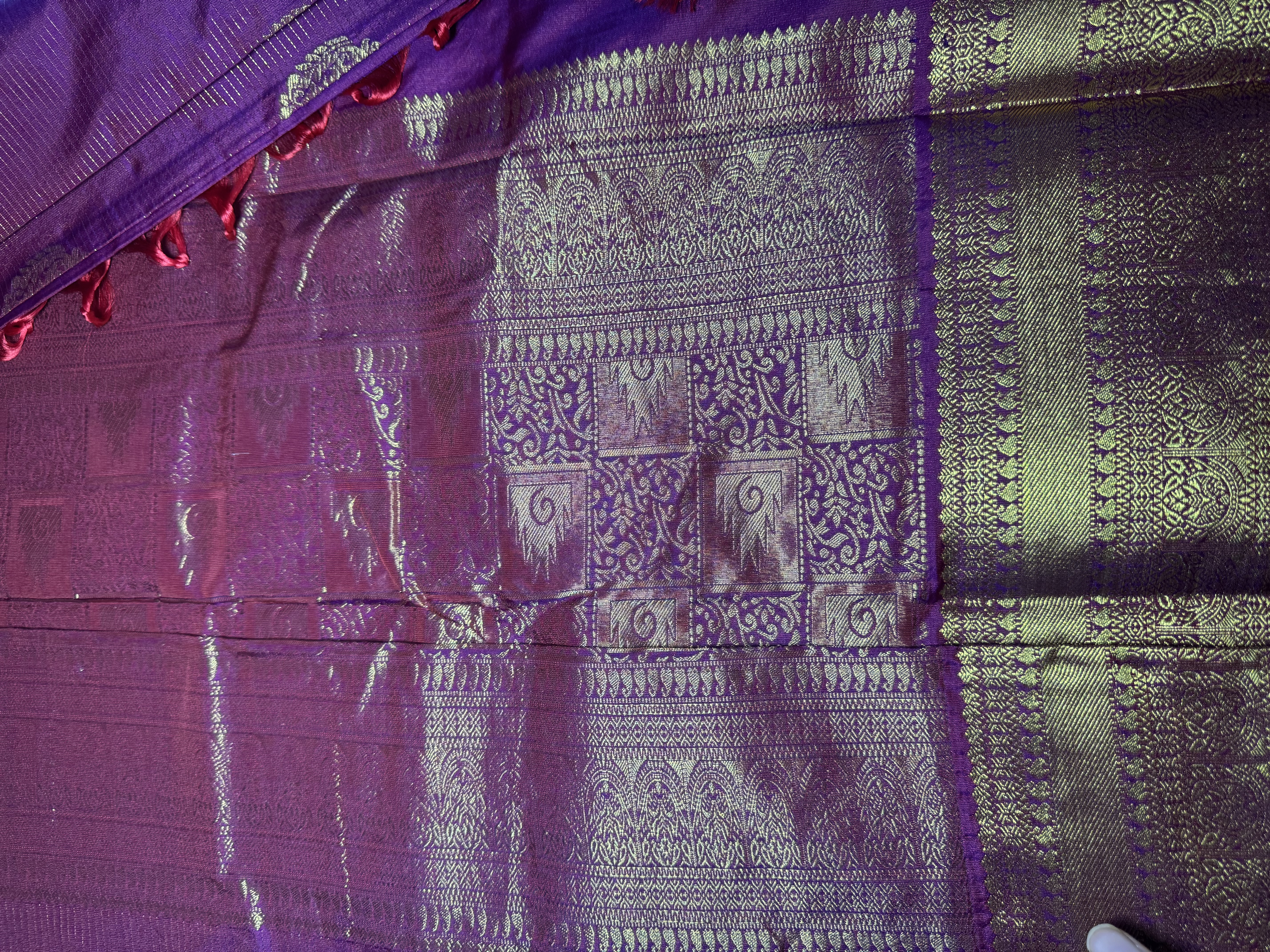 Berry red vaira oosi semi silk saree