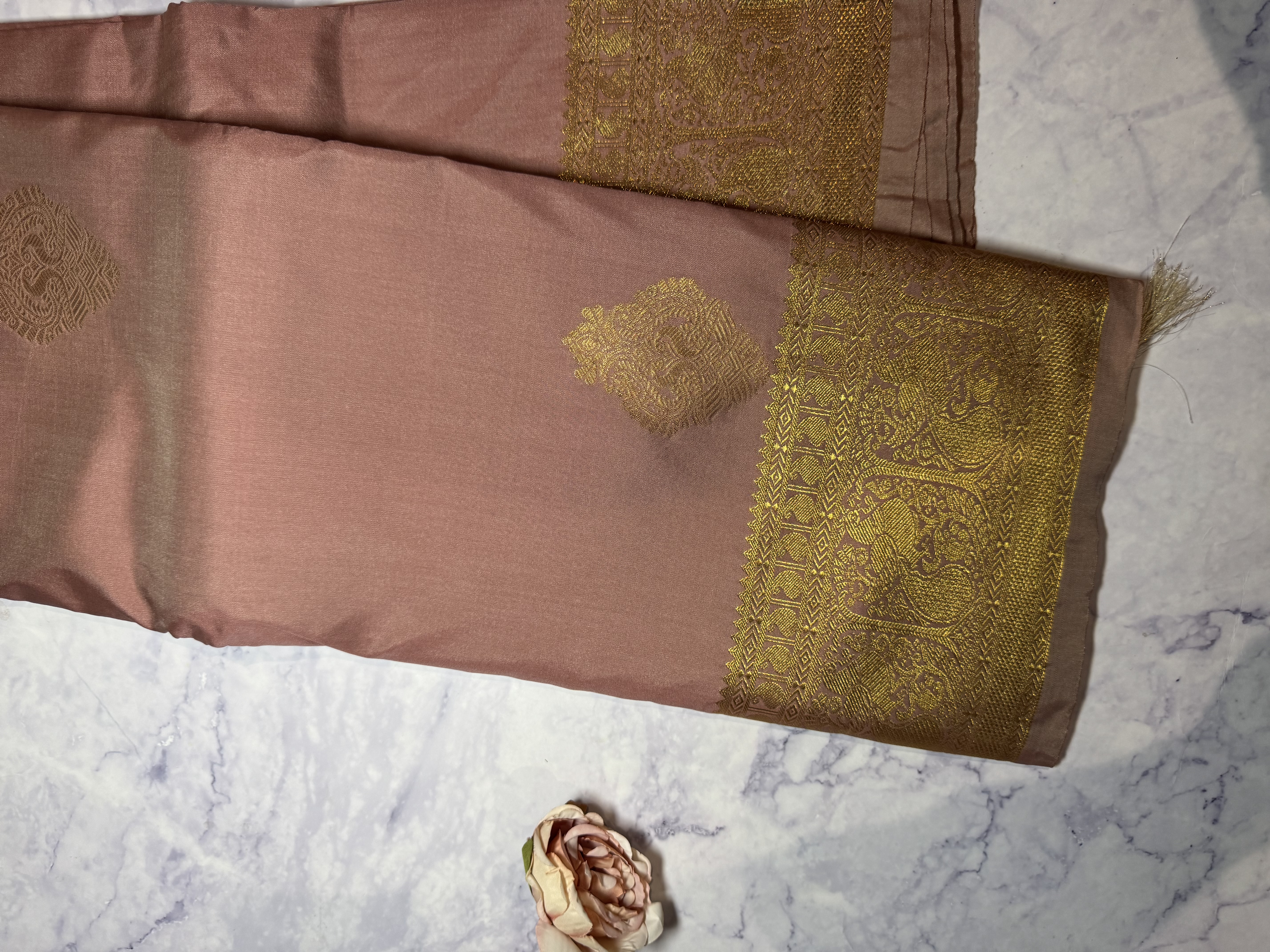 Nude pink semi silk saree 