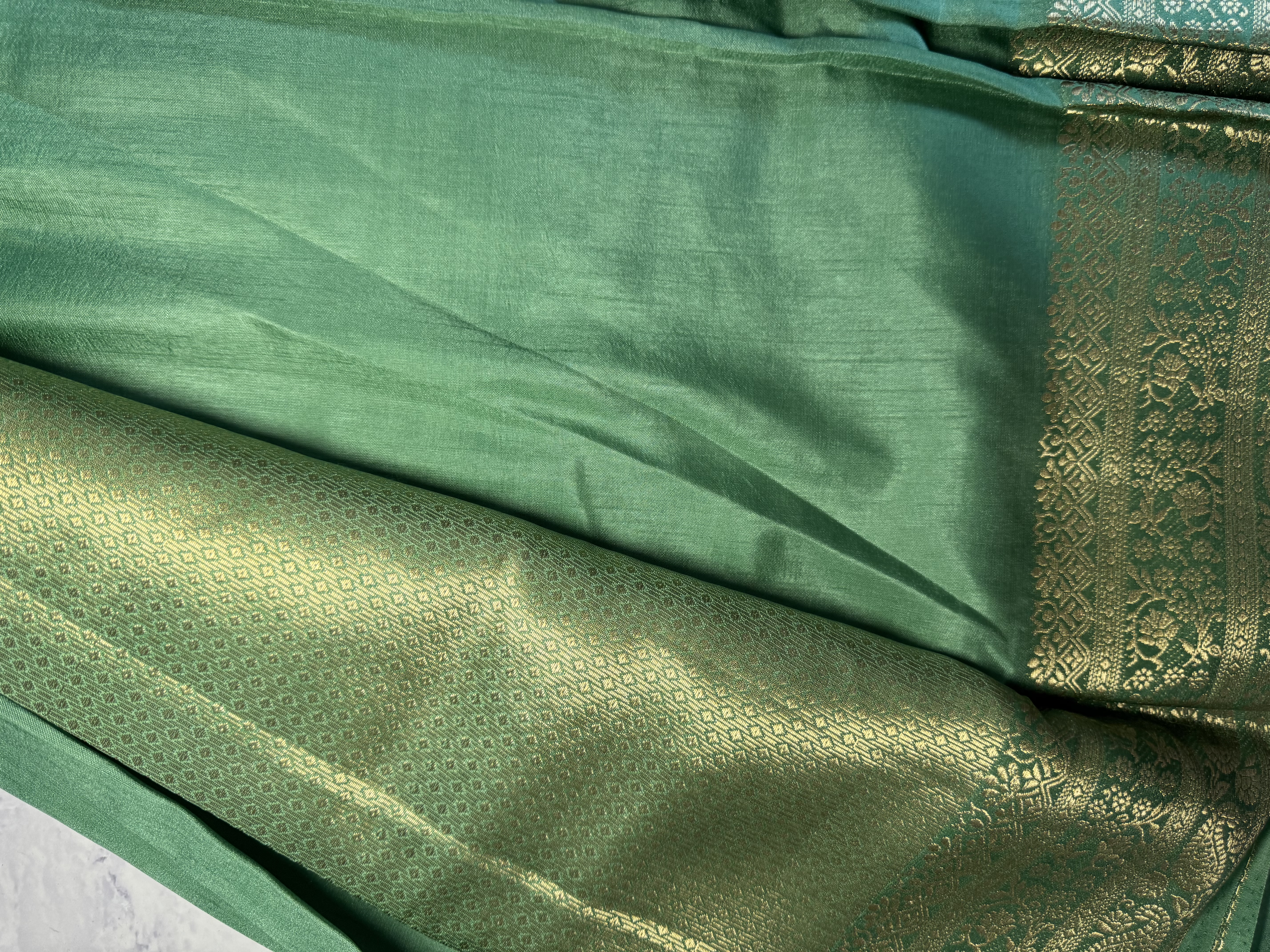 Mint green cotton saree