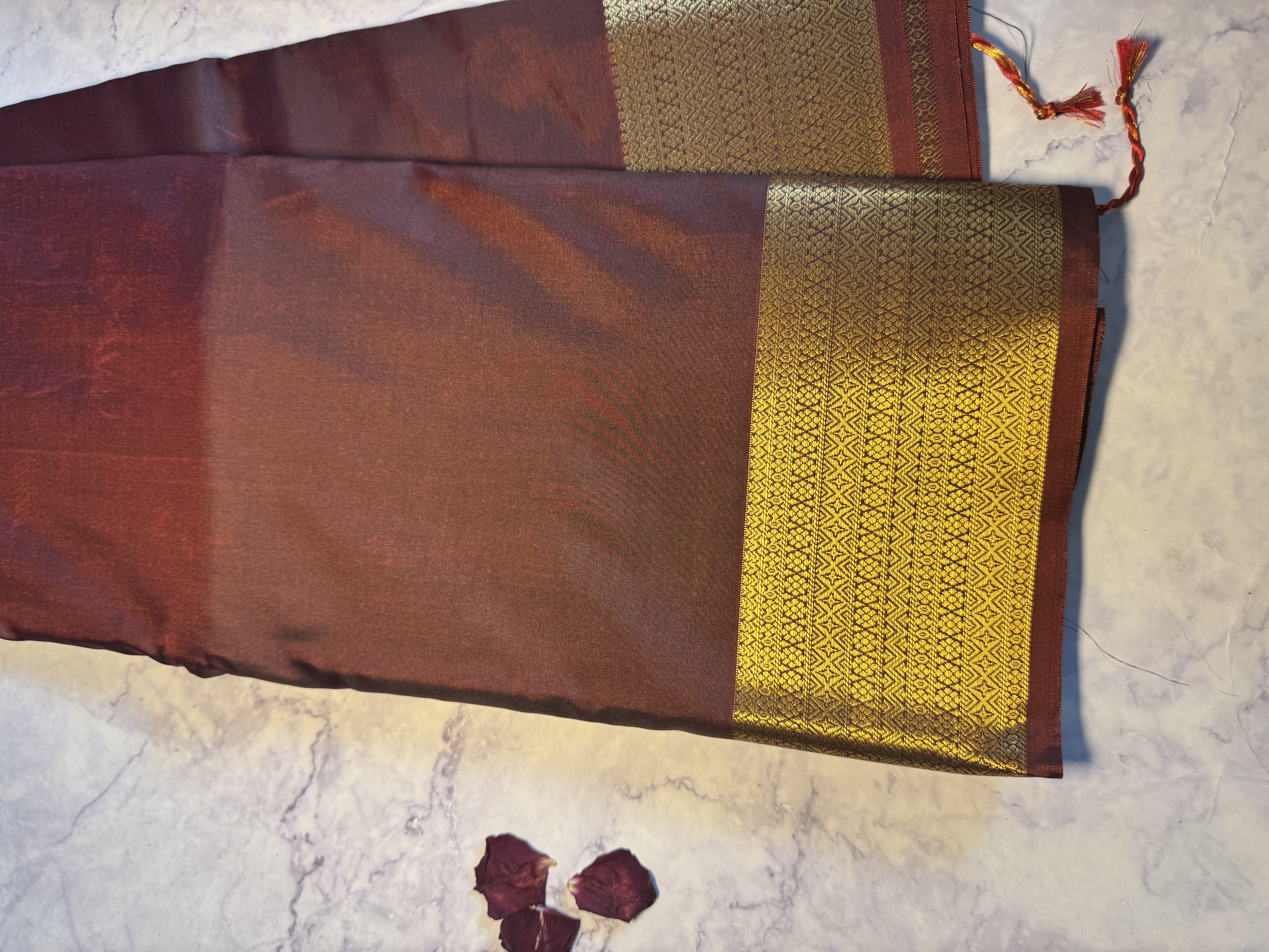 Maroon semi silk saree 