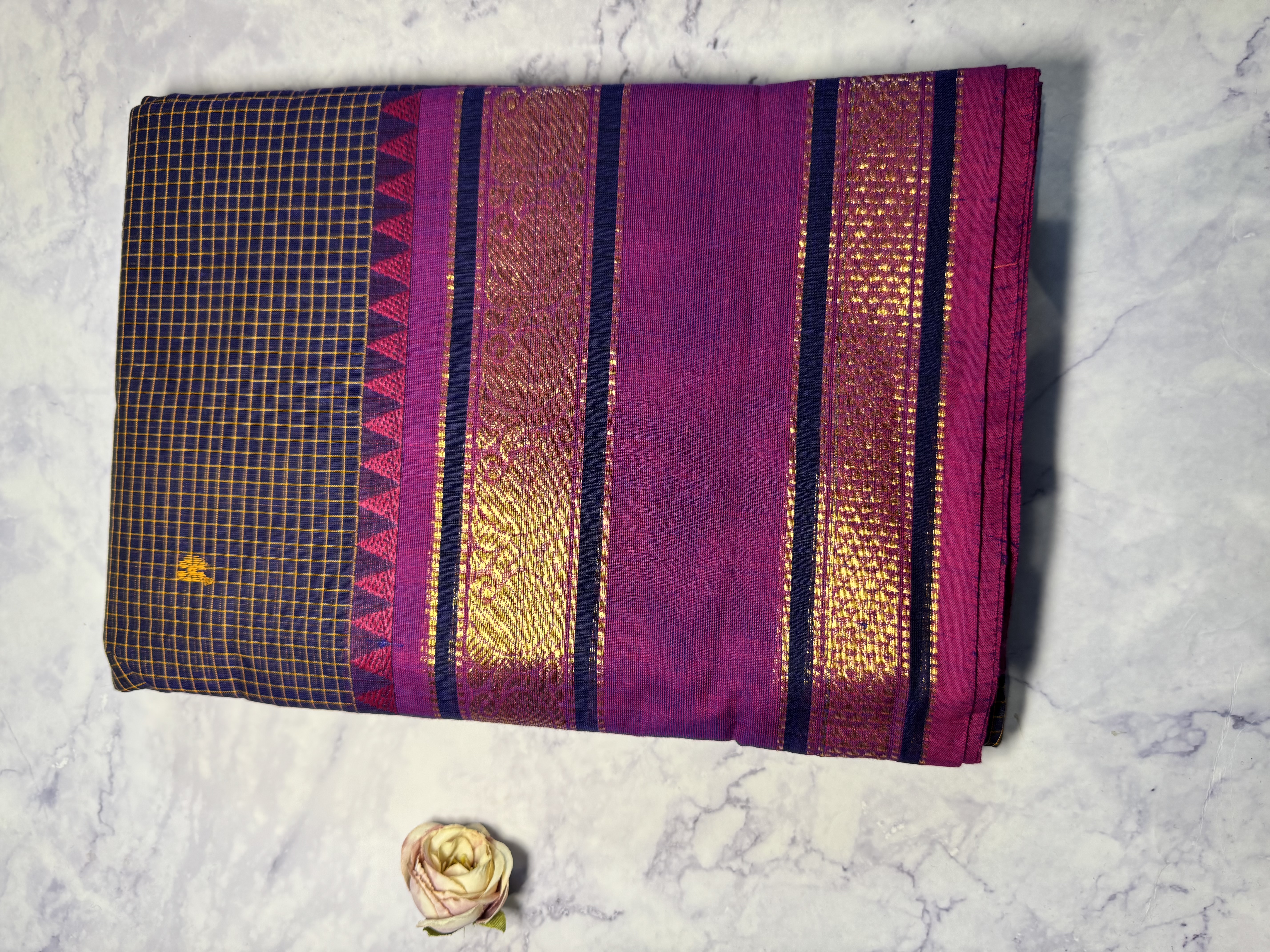 Blue vaira oosi cotton saree 