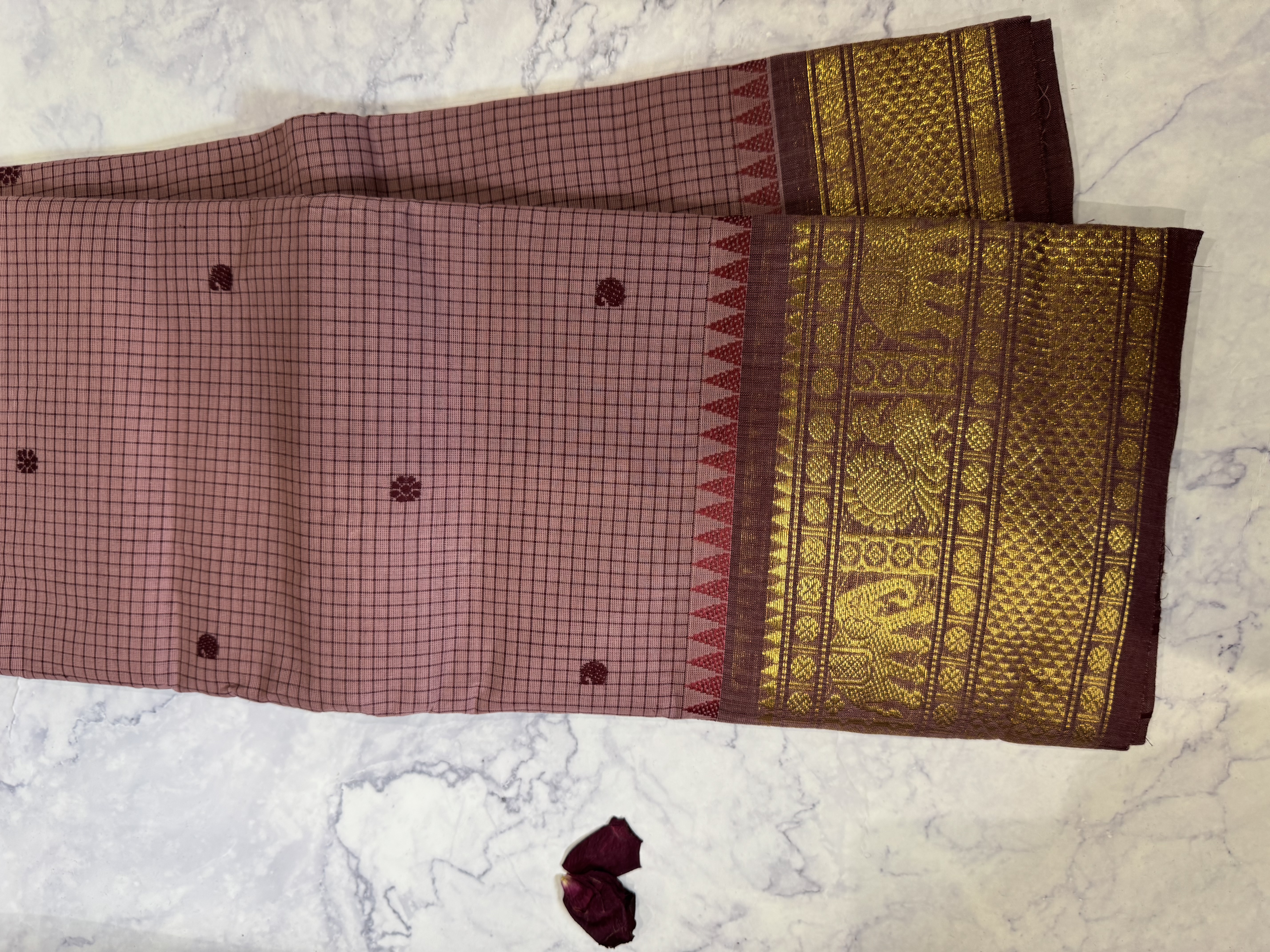 Mauve pink vaira oosi cotton saree