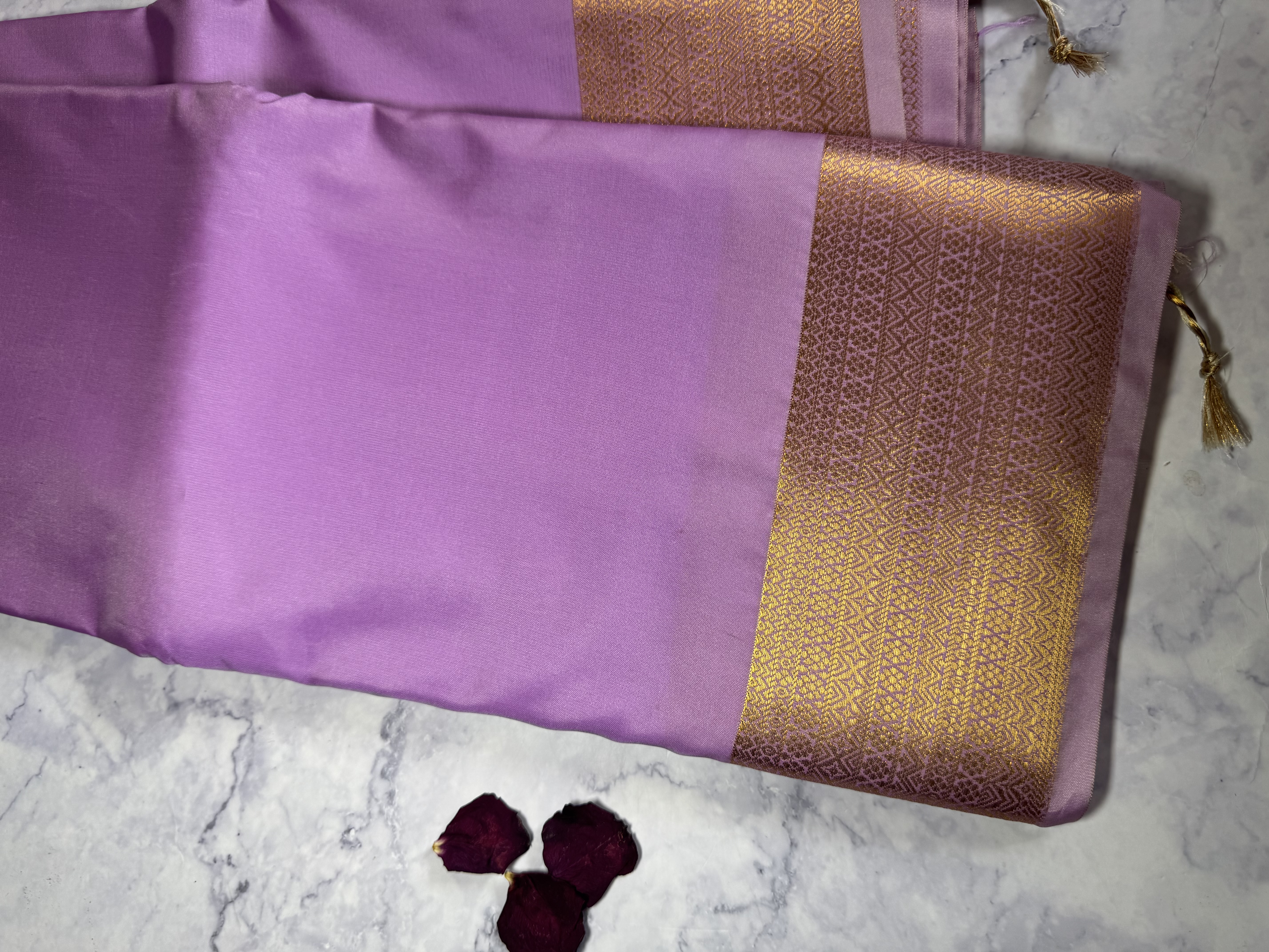 Lavender semi silk saree